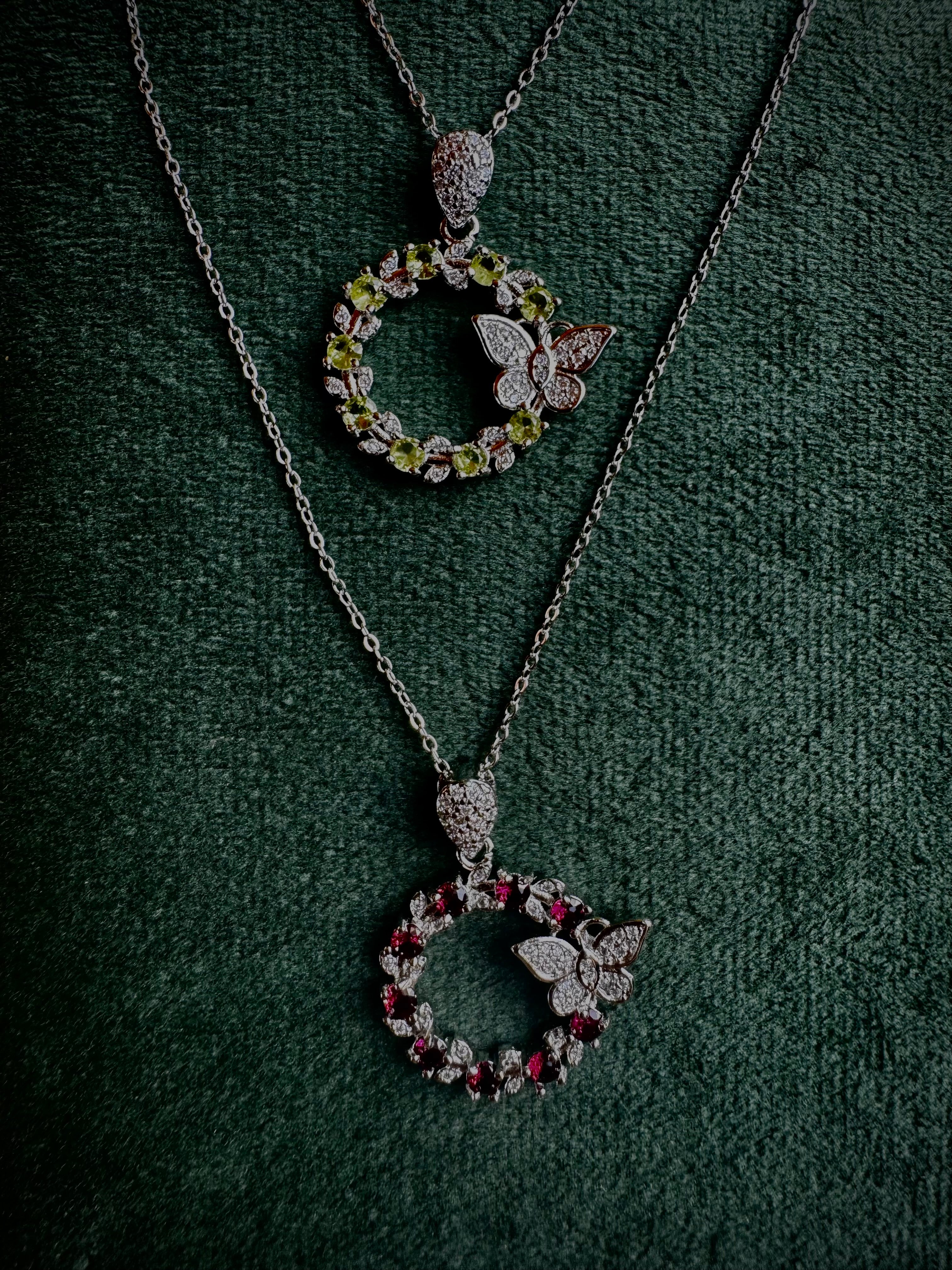 Peridot or Garnet Butterfly Wreath