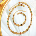 Load image into Gallery viewer, gold plated zircon necklace and bracelet
