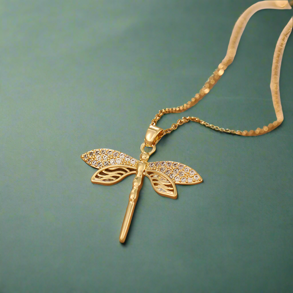 Dragonfly 18K Gold Plated Necklace