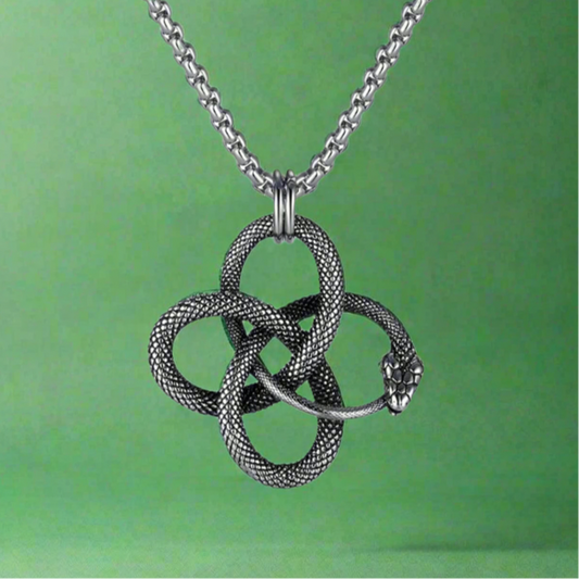 Celtic eternity knot circle snake Necklace