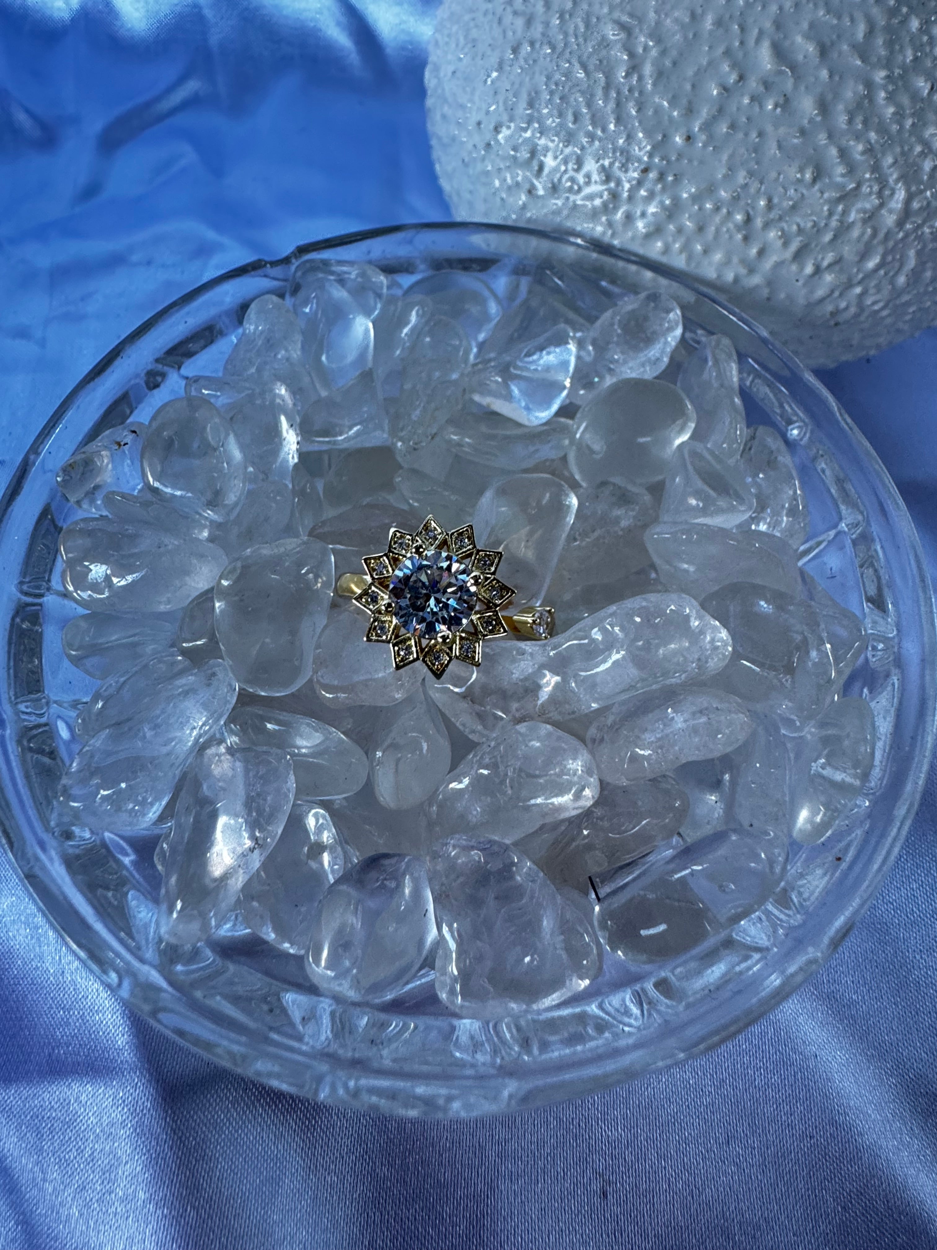 Pink or Clear Sunflower Zirconia Fidget Ring