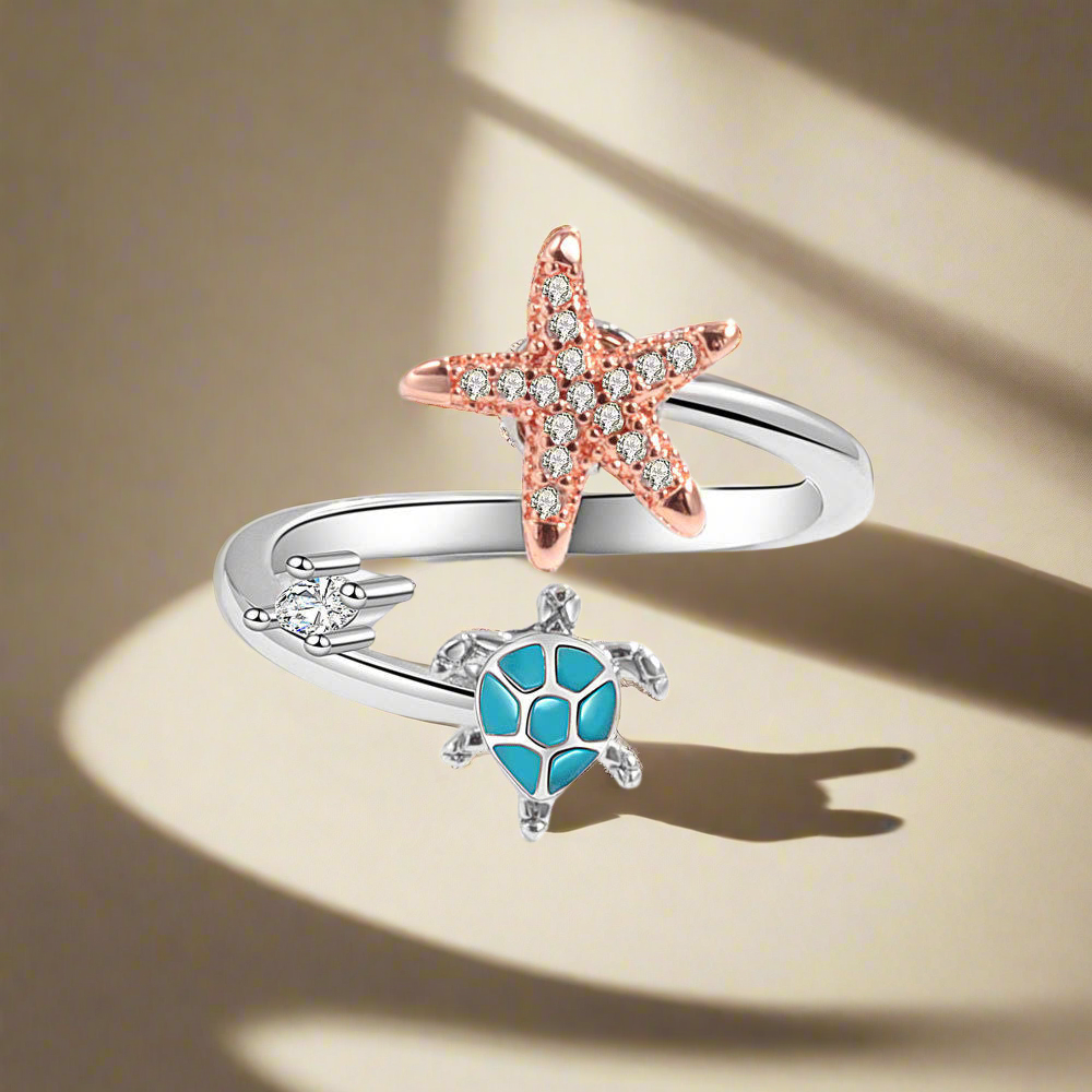 Sea turtles & Star Fidget ring