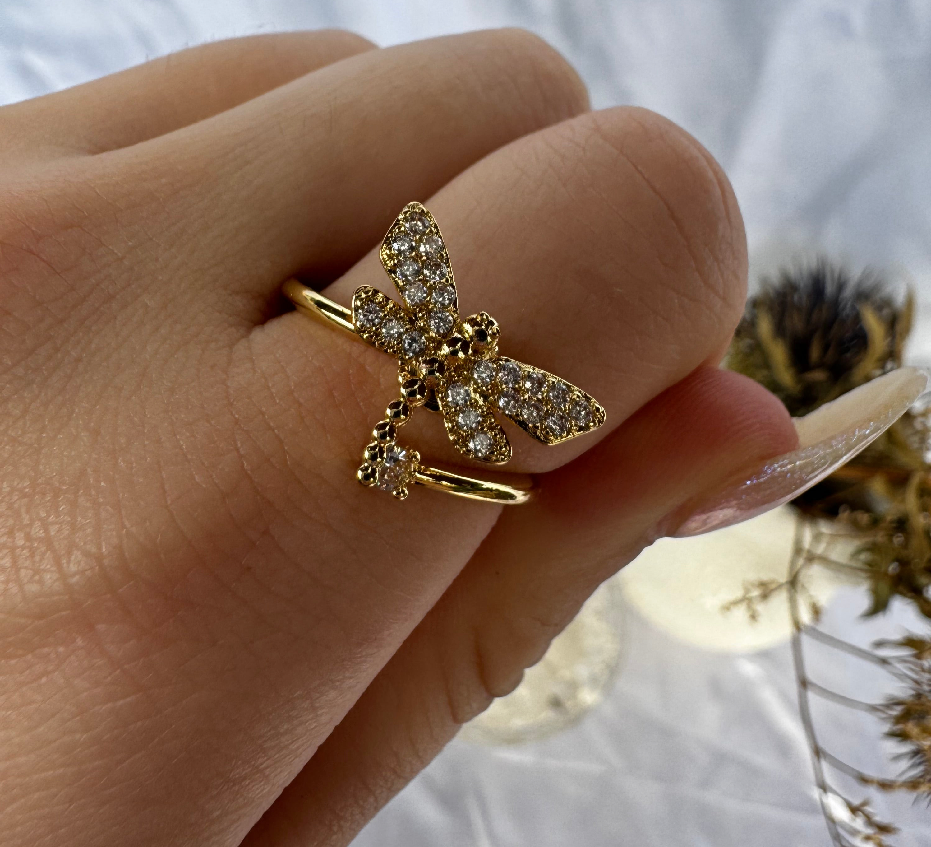 Gold Dragonfly Fidget Ring