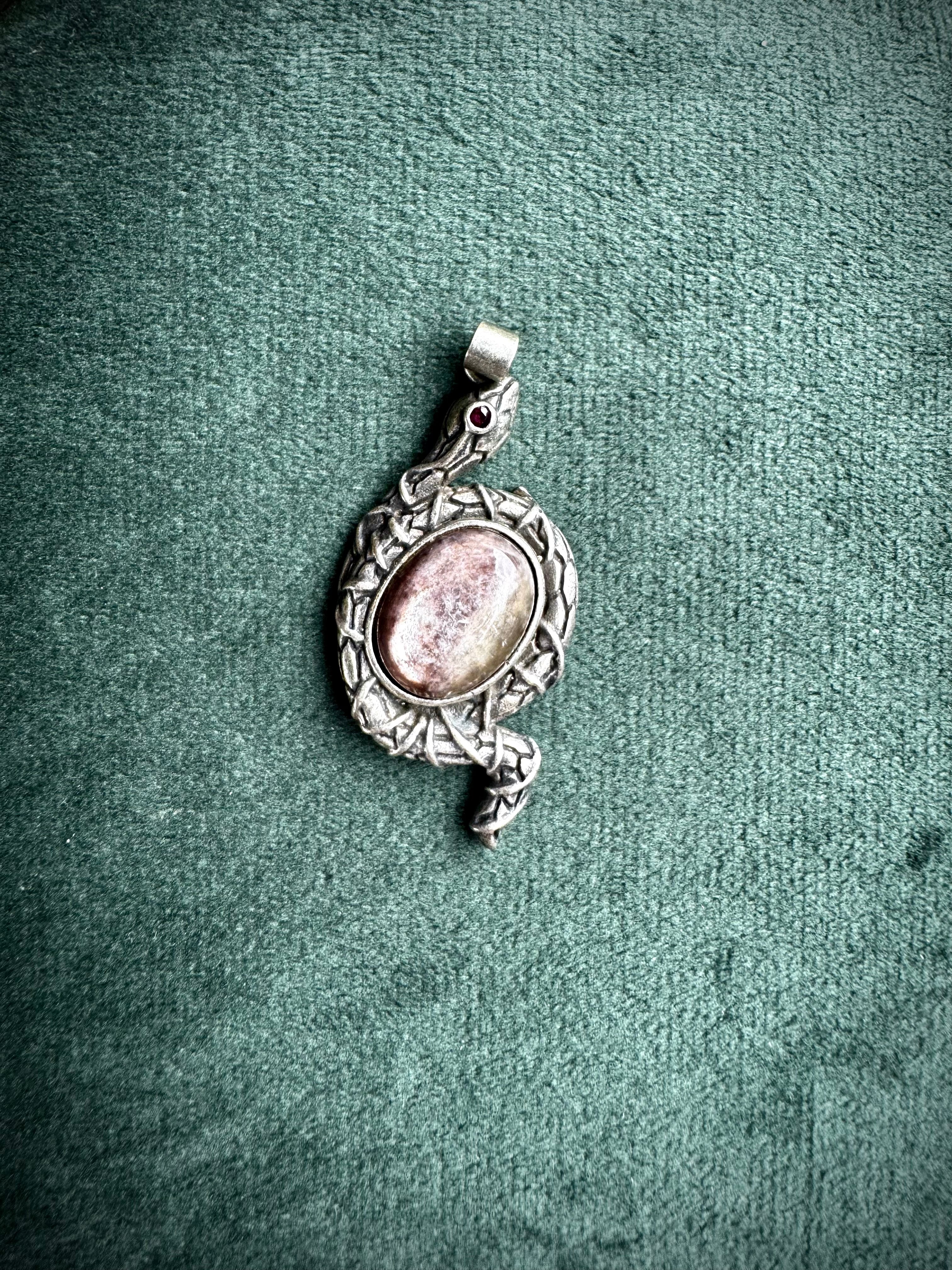 Lepidolite Snake Pendant
