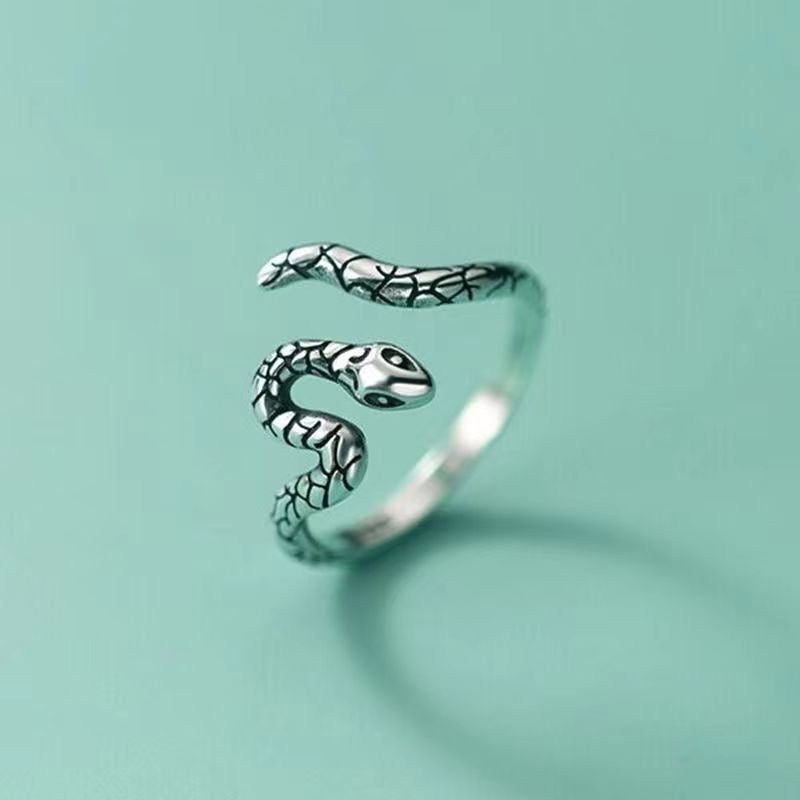 silver twisted snake ring