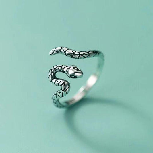 silver twisted snake ring