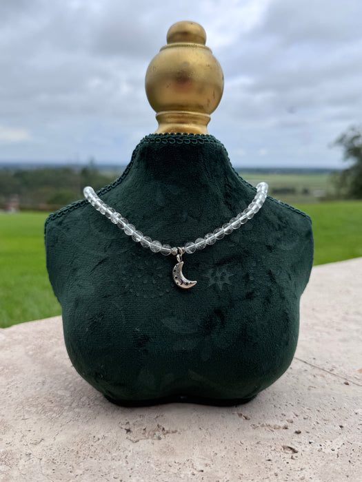 Clear Quartz Moon Necklace