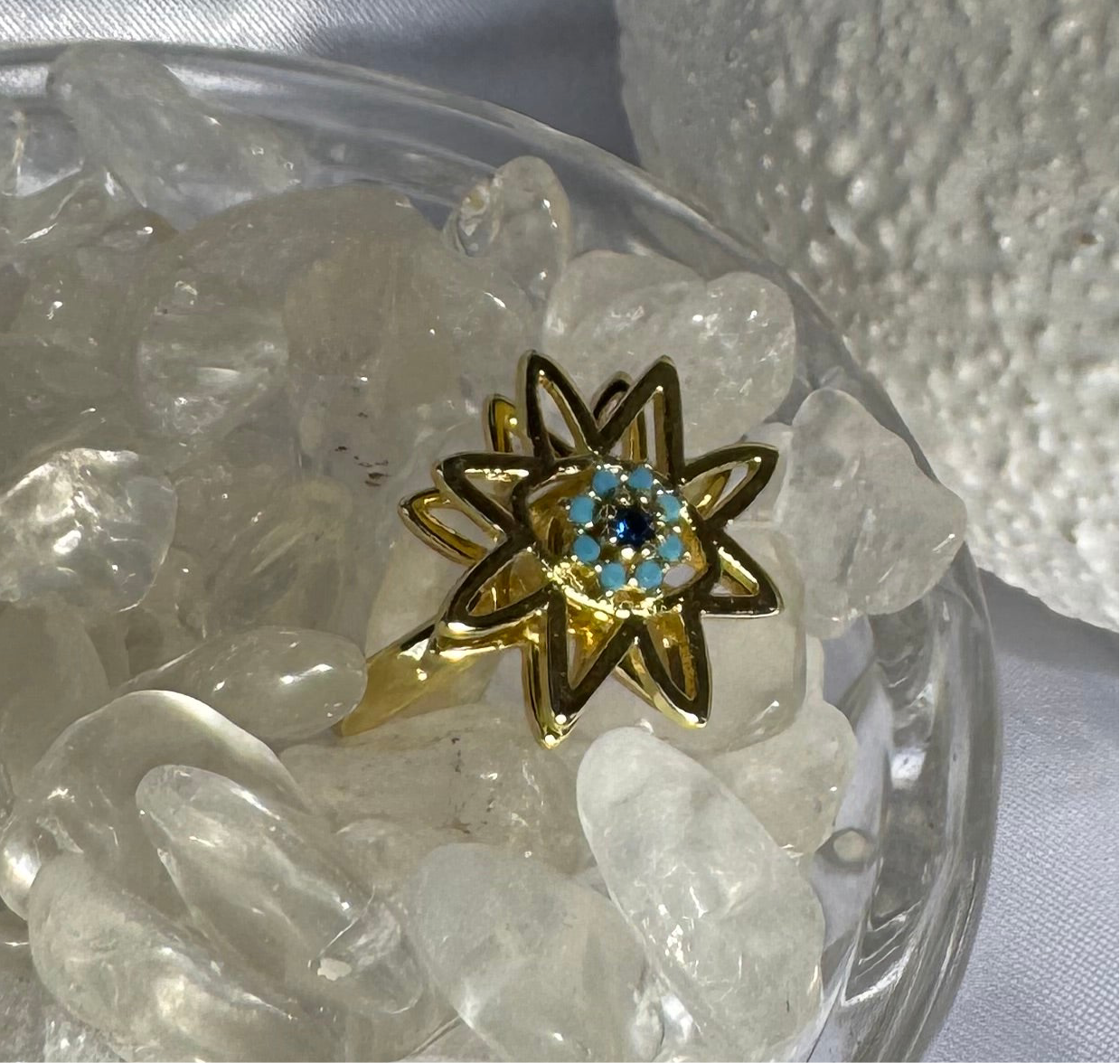 Gold and Silver Evil Eye Star Fidget Ring