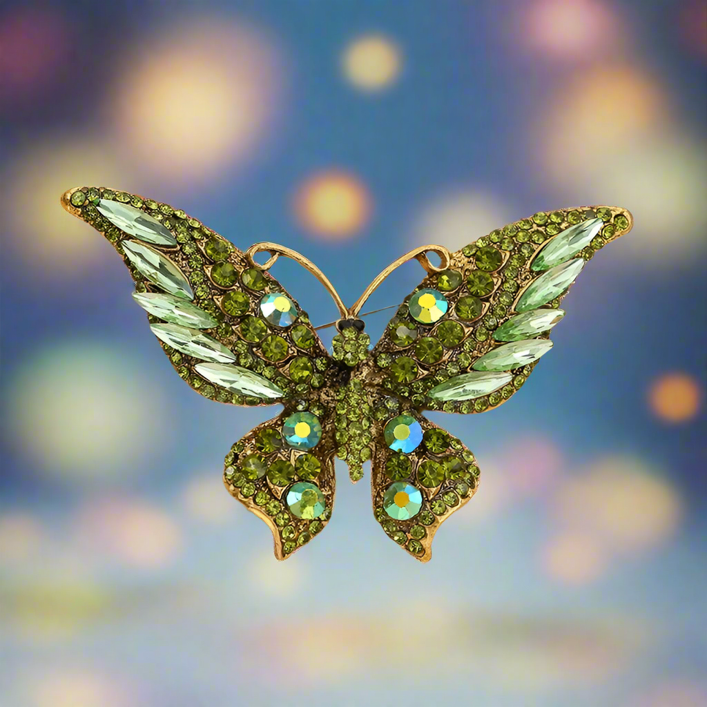 Celtic fantasy sparkling butterfly enameled Brooch