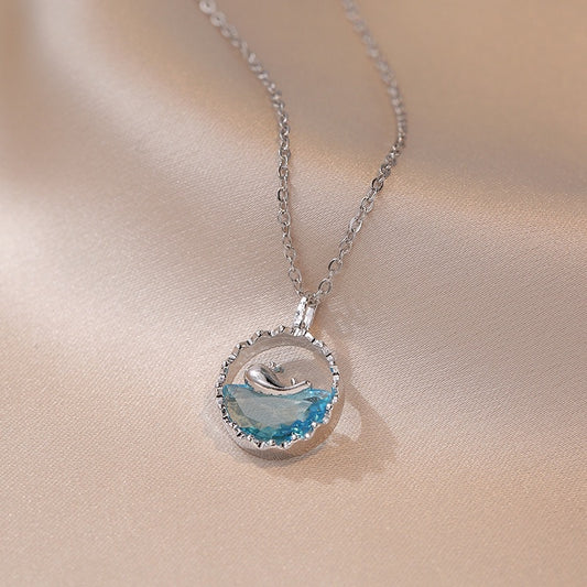 silver plated necklace with whale pendant 