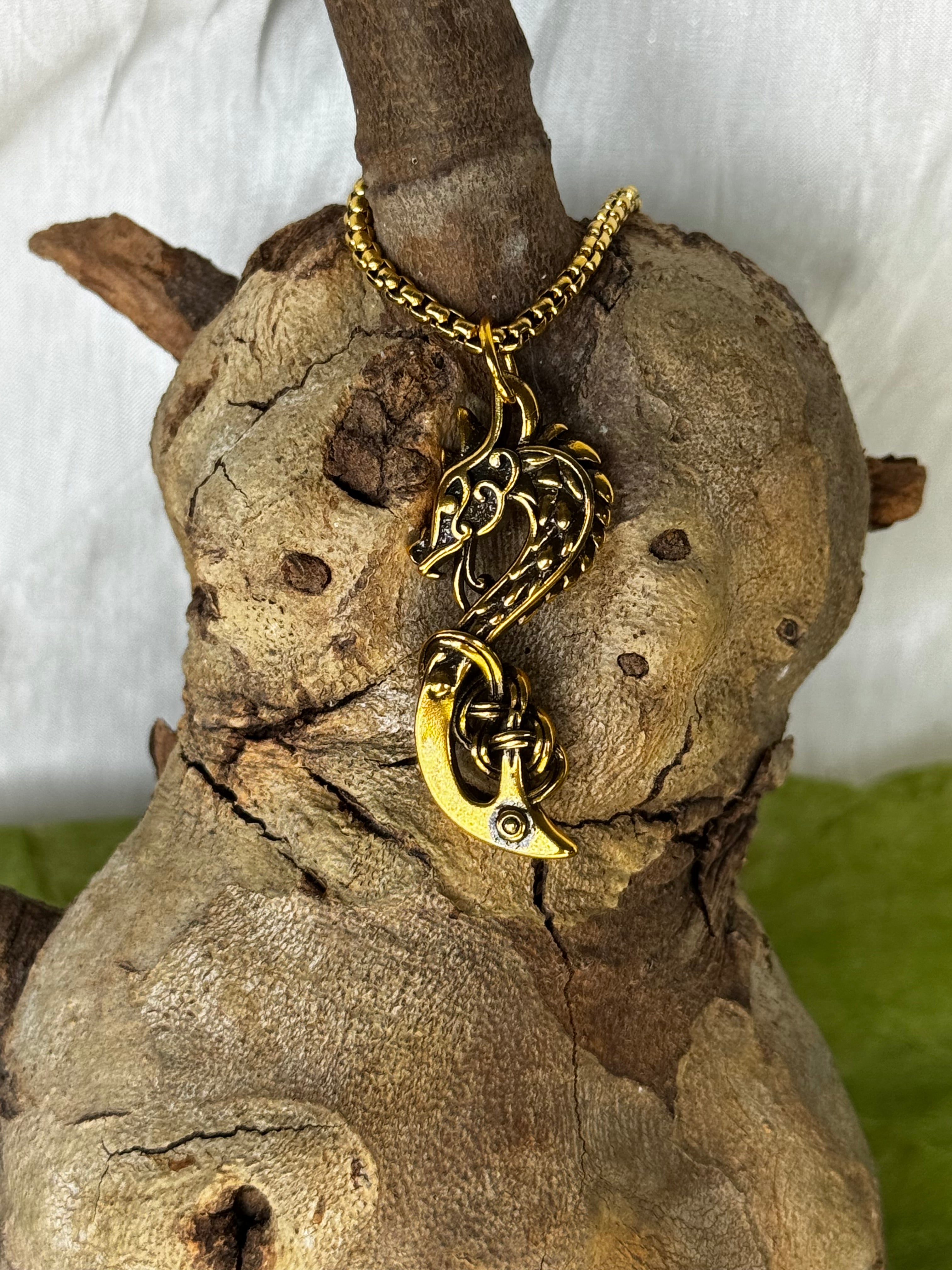 Stainless Steel Gold Dragon Pendant