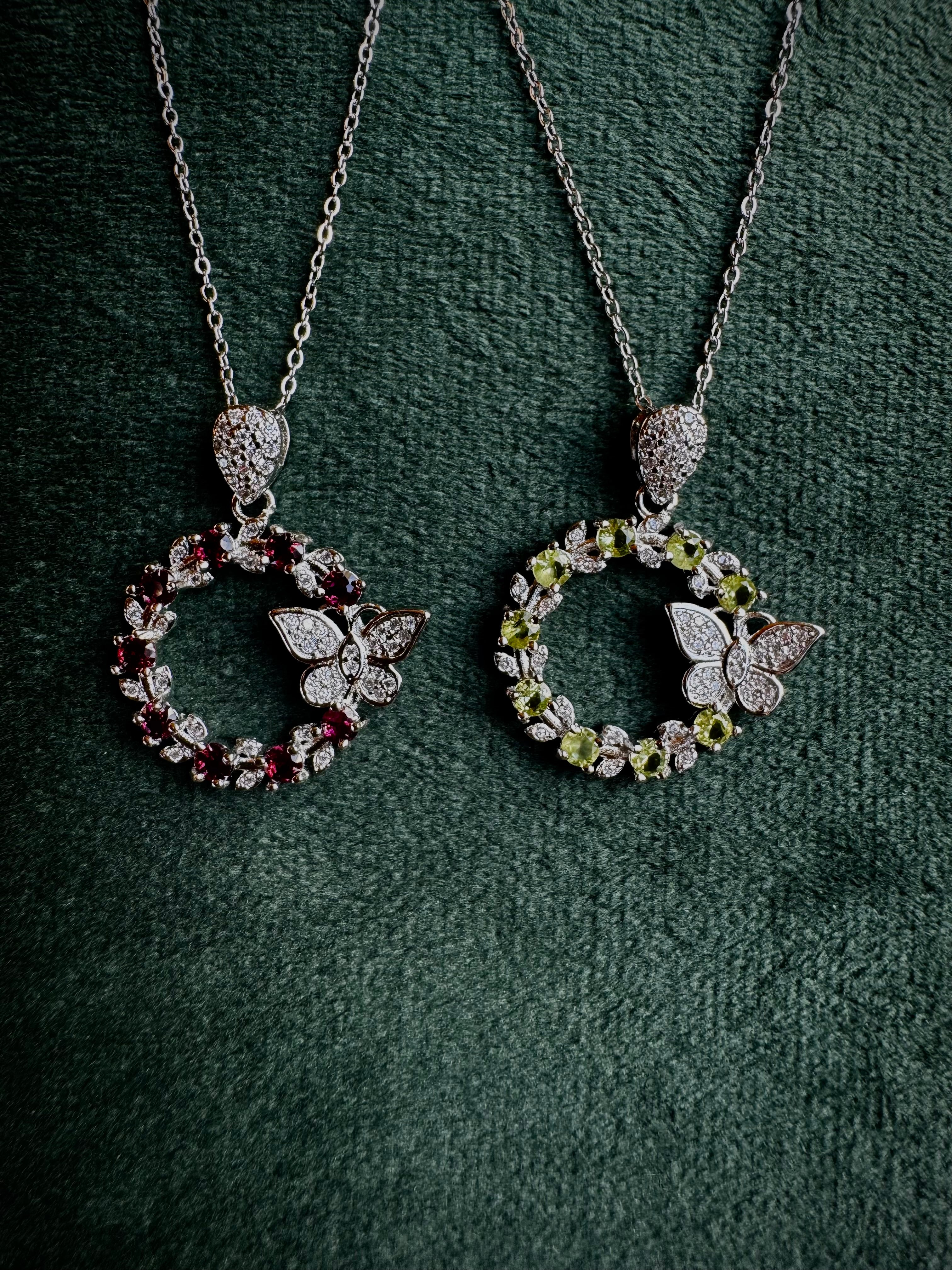 Peridot or Garnet Butterfly Wreath