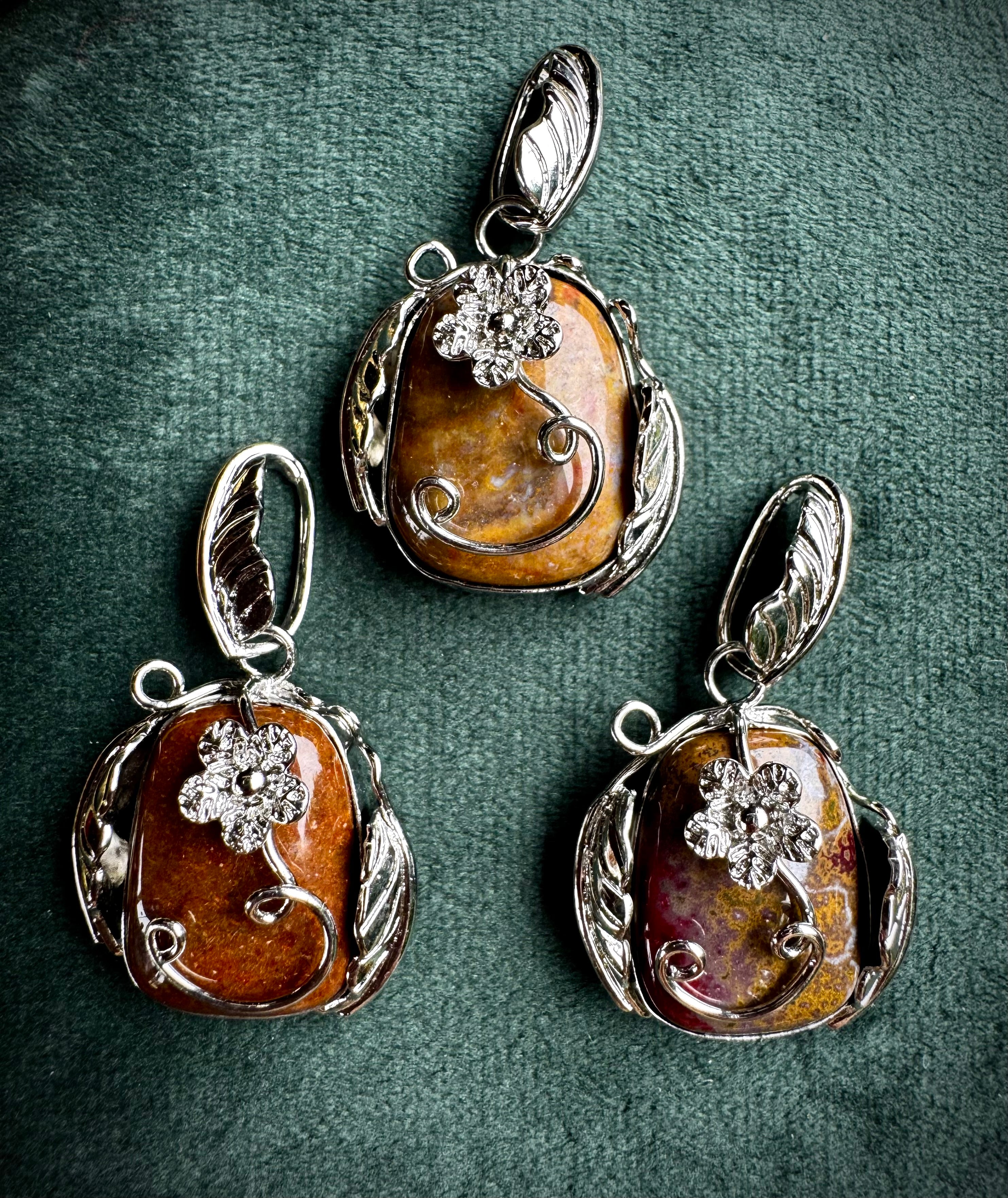 Ocean Jasper Floral Pendant