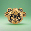 Load image into Gallery viewer, Black Gold Panda Robot Ring
