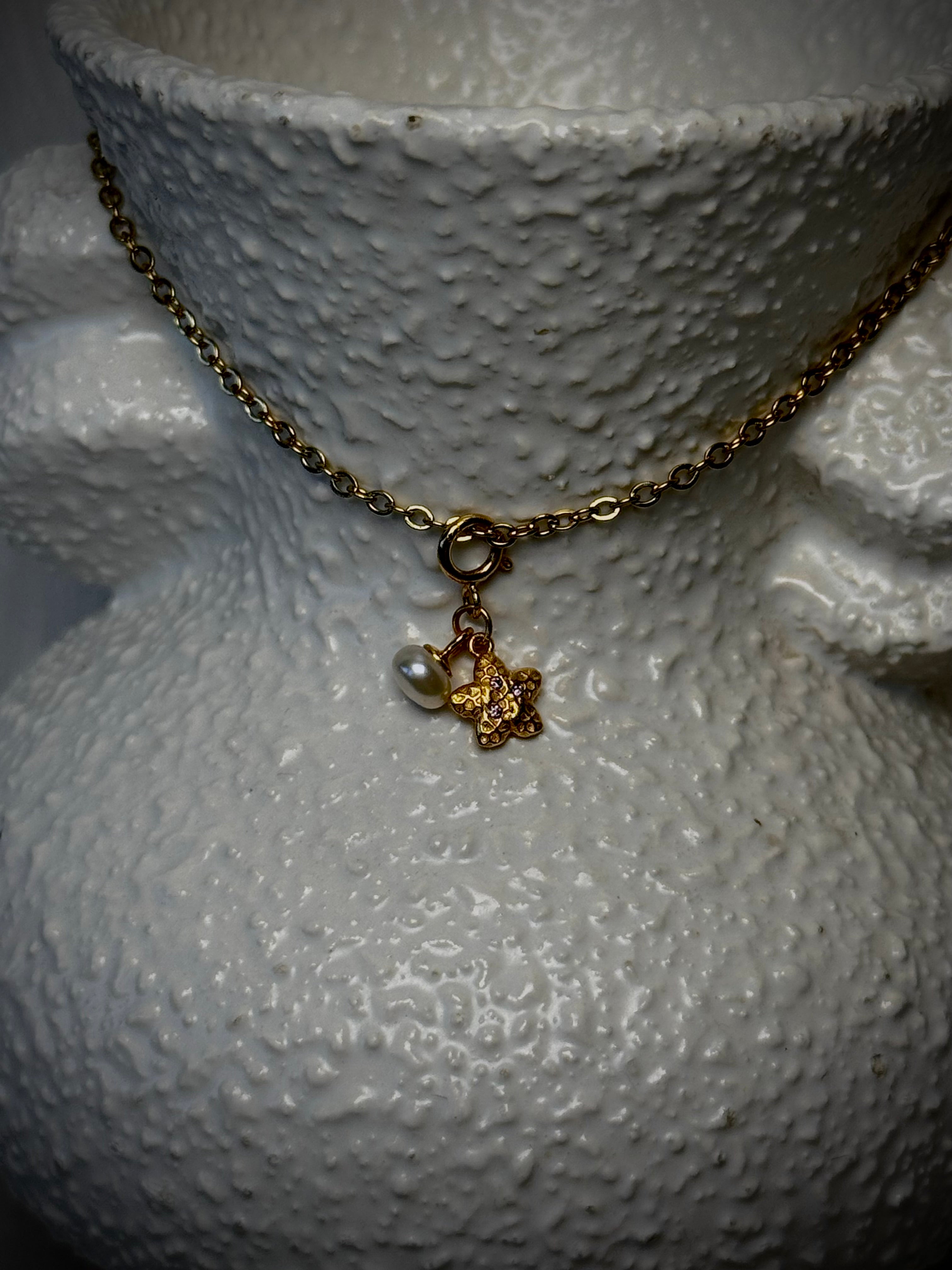 MINI Starfish and Freshwater Pearl S925
