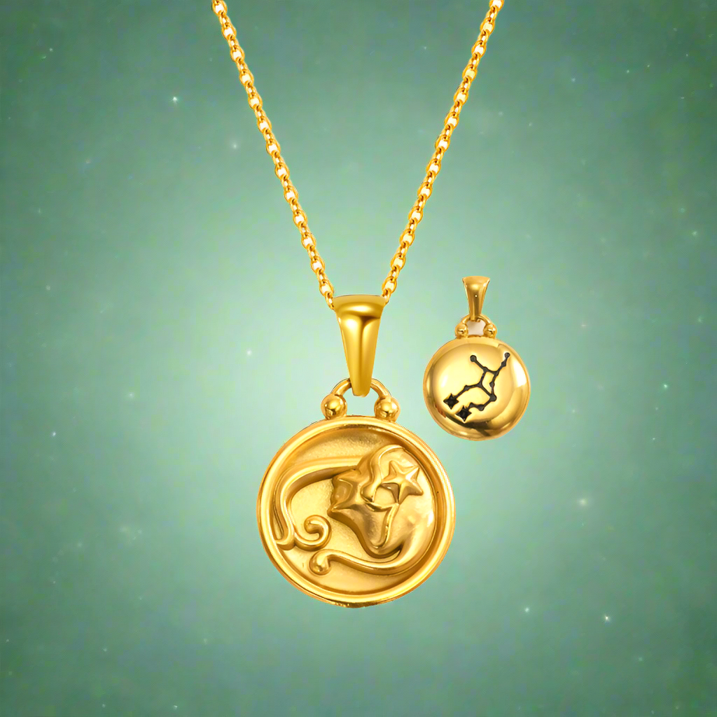 12 Gold Zodiac and Constellation Star sign Coin Necklace