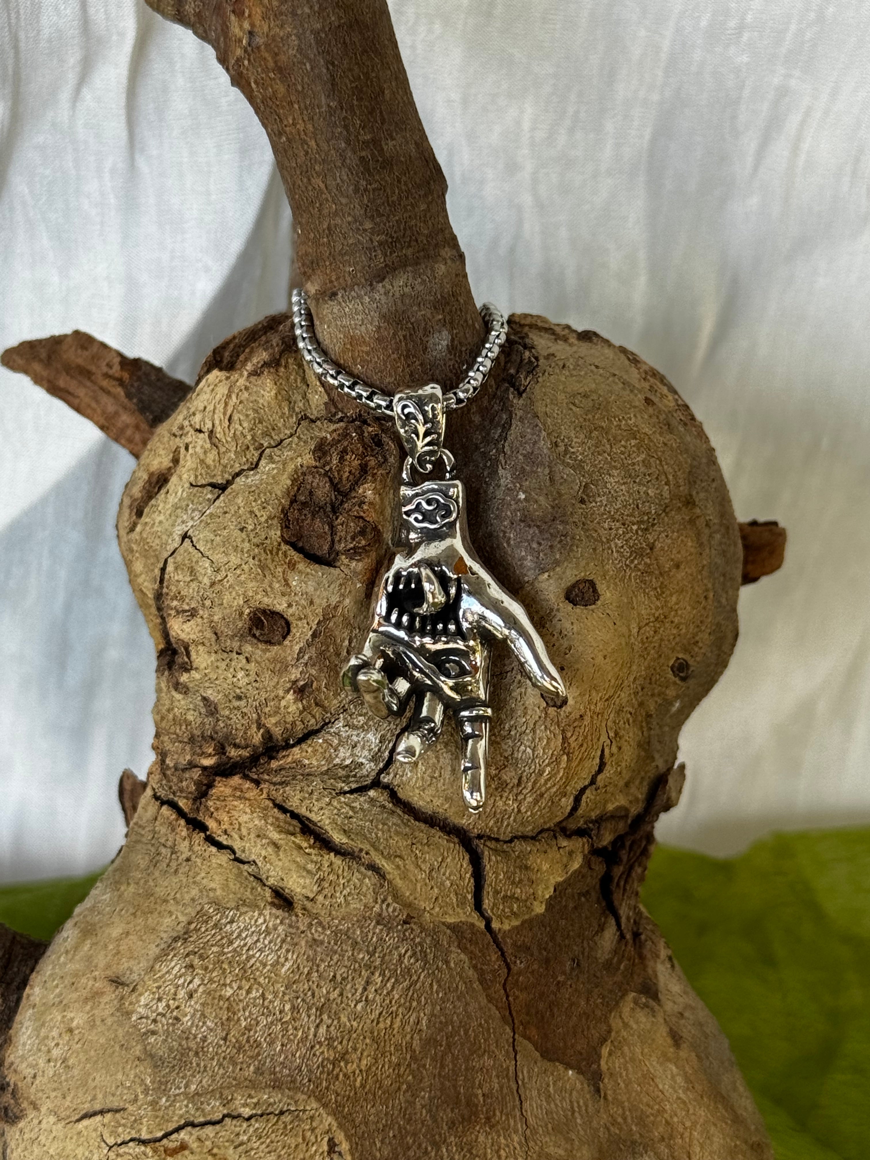 Silver Zombie Hand Stainless Steel Pendant