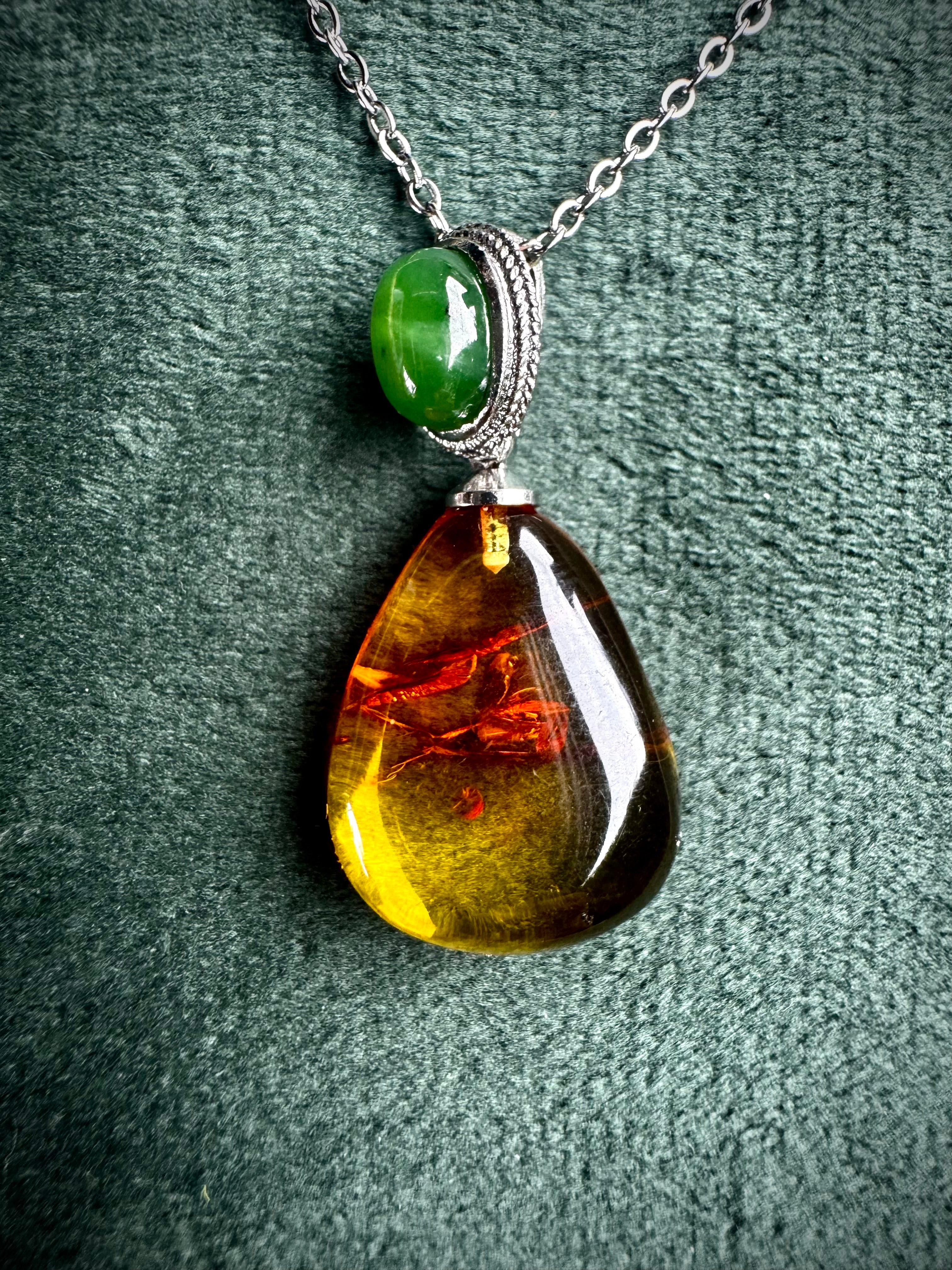 Amber & Jade Pendant