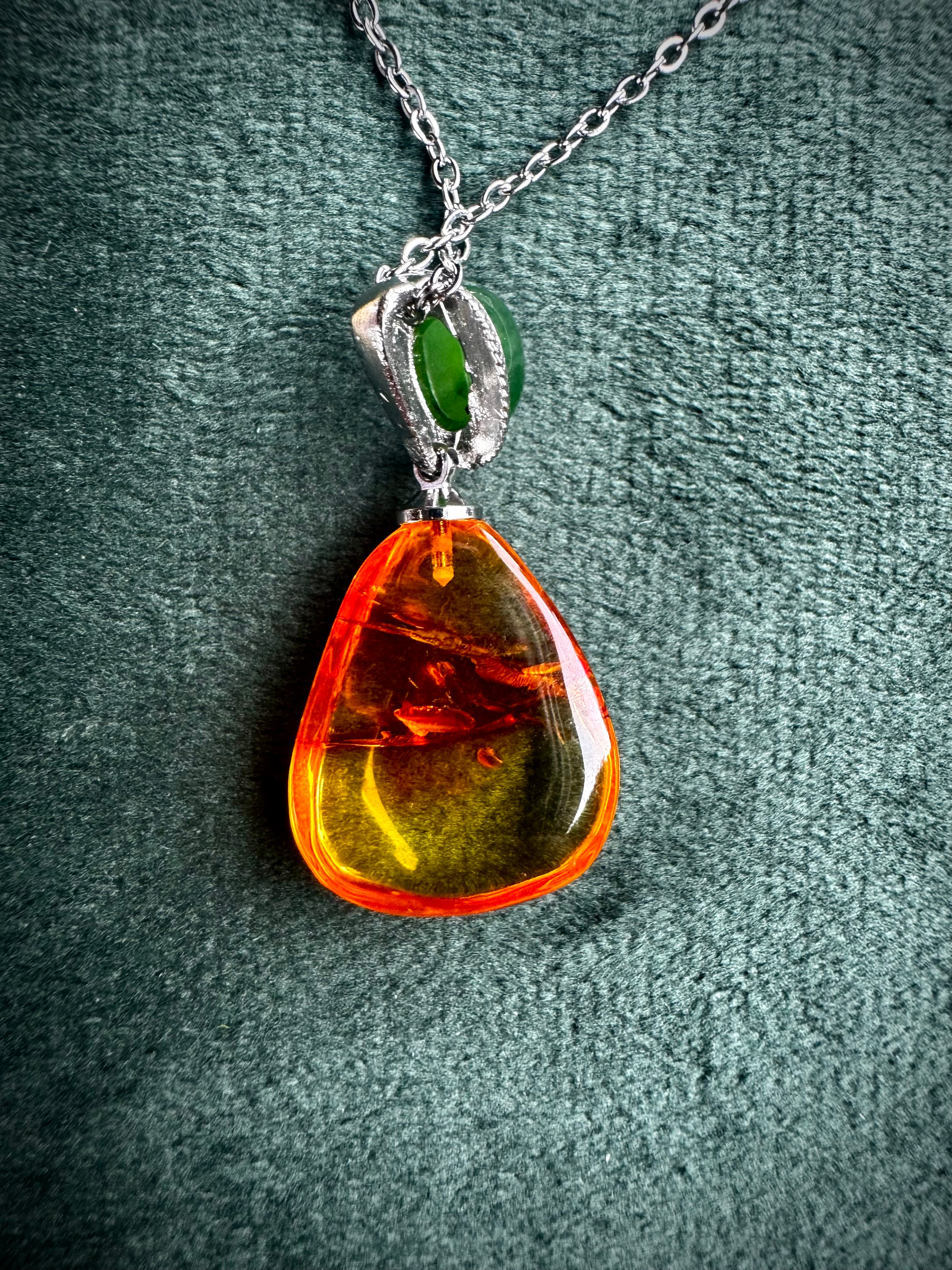 Amber & Jade Pendant