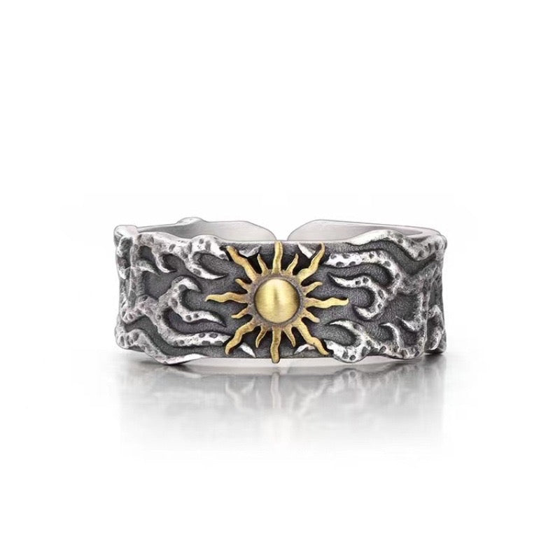 silver sun and lighting ring 