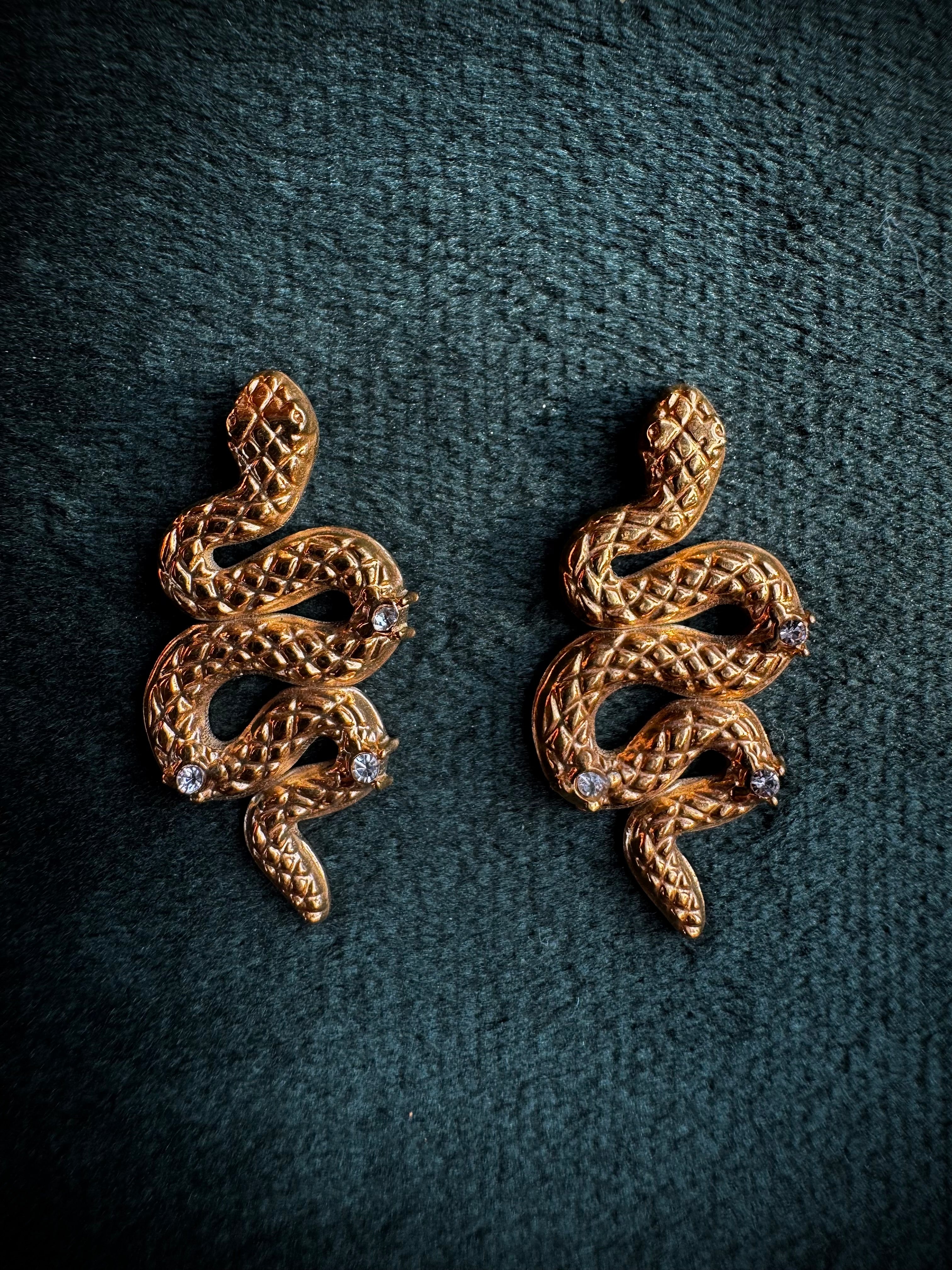 Gold Snake Earrings
