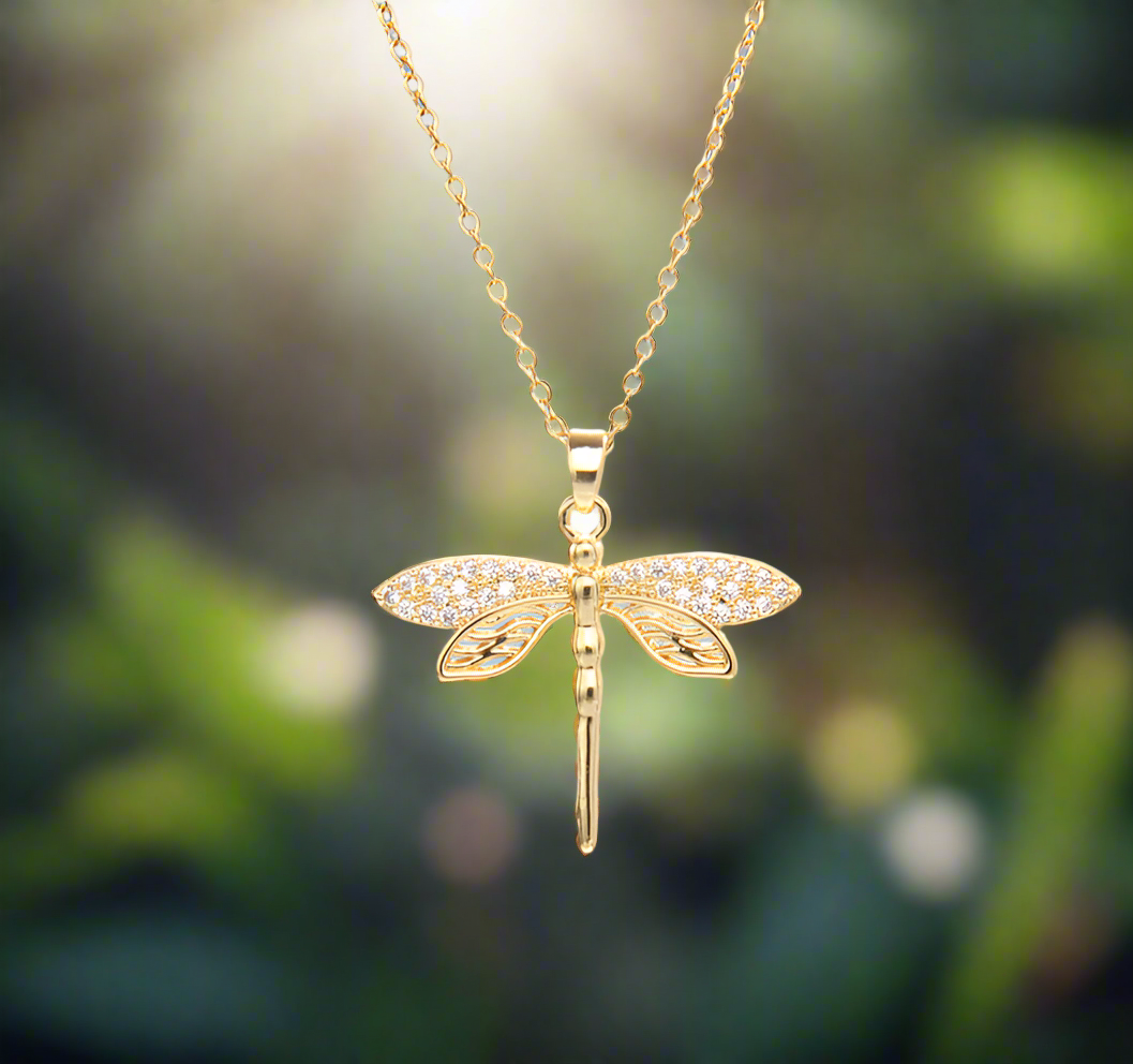 Dragonfly 18K Gold Plated Necklace