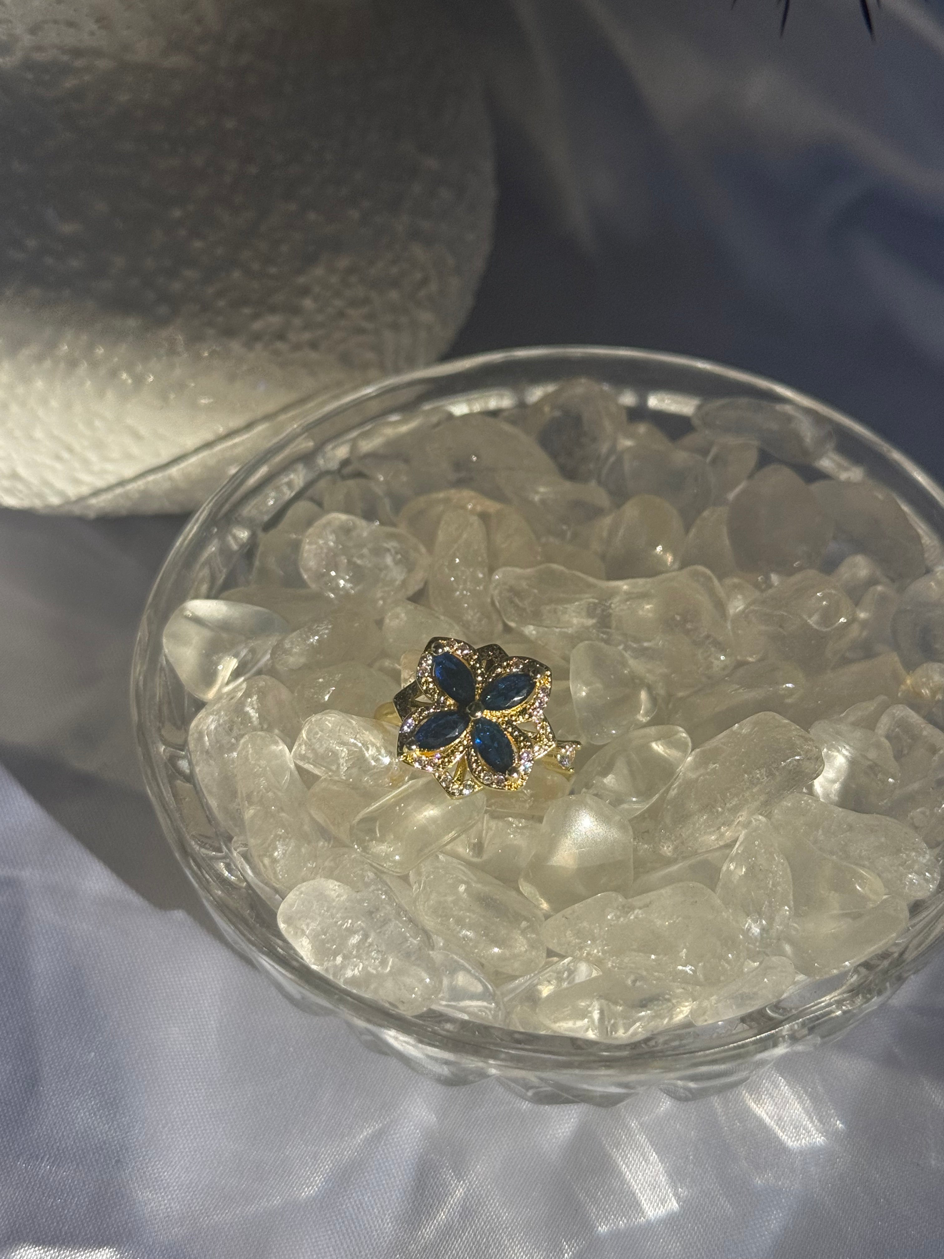 Blue Chevron Silver Fidget Ring