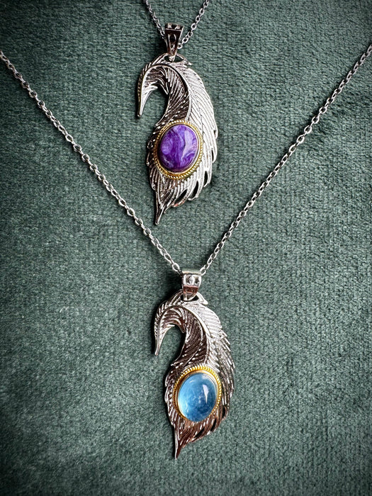 Charorite and Aquamarine Feathers