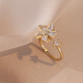 Load image into Gallery viewer, gold fidget ring with zirconia windmill design
