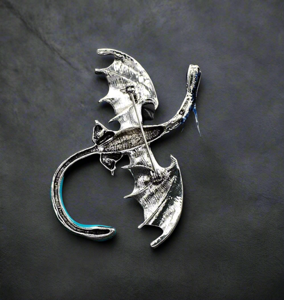 Celtic fantasy dragon enameled Brooch