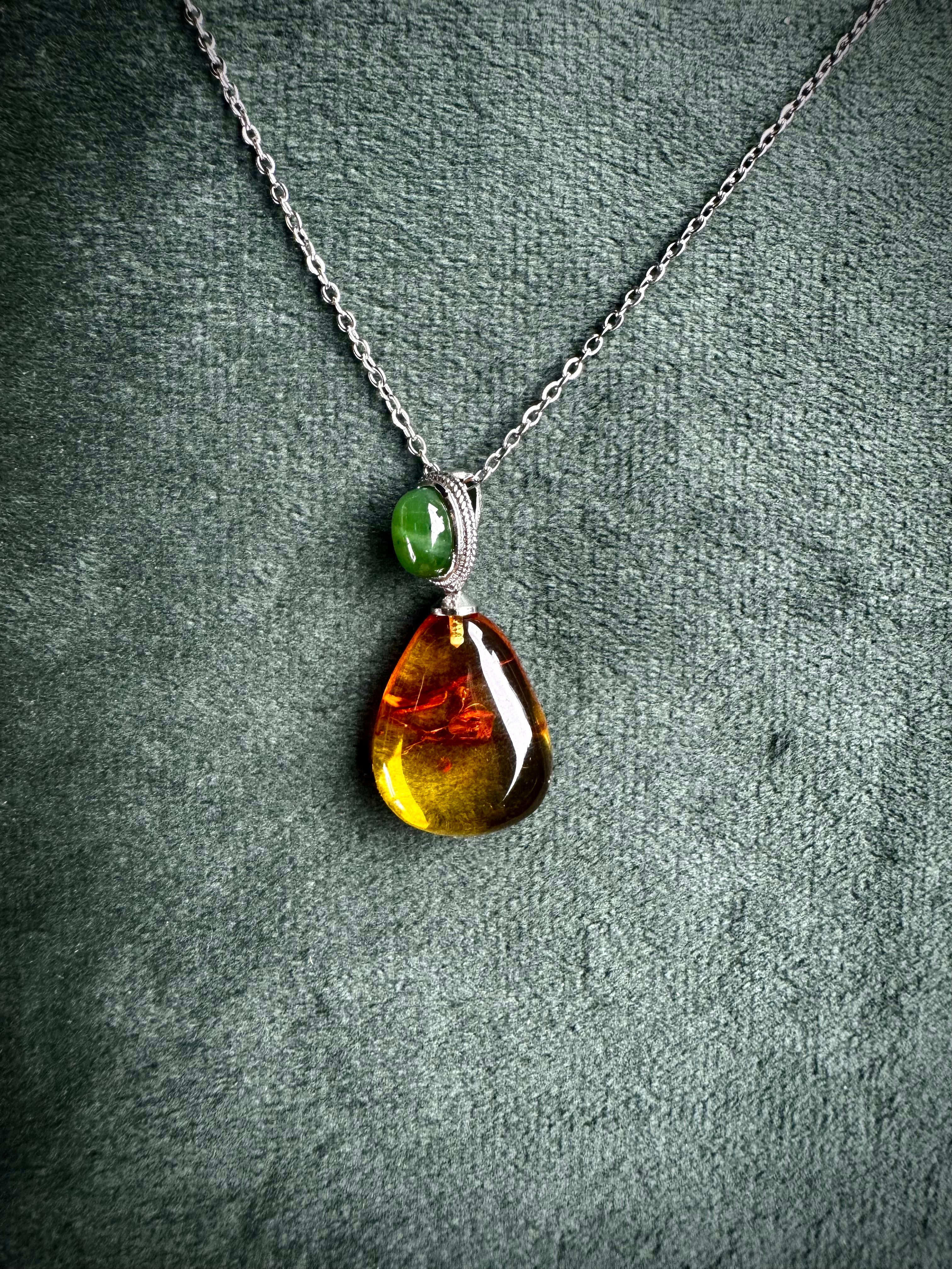 Amber & Jade Pendant