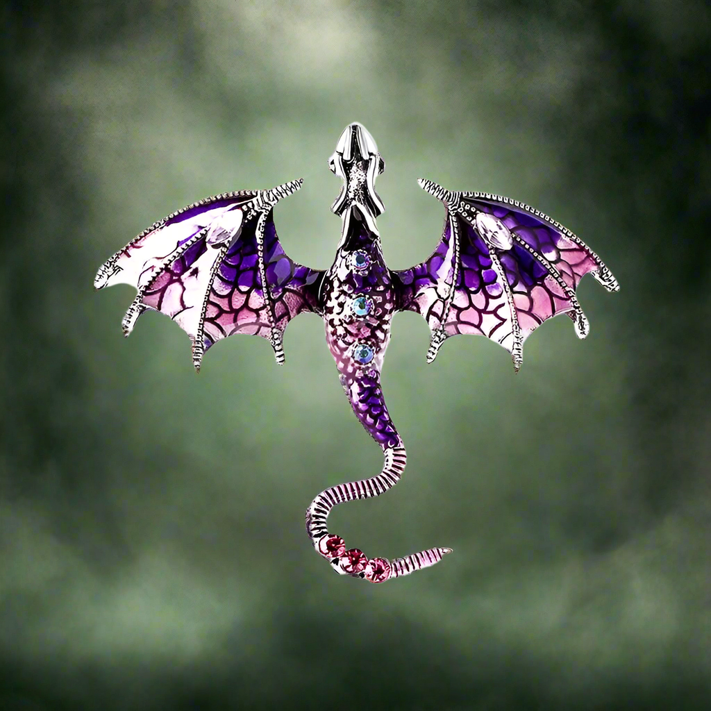 Celtic fantasy dragon enameled Brooch