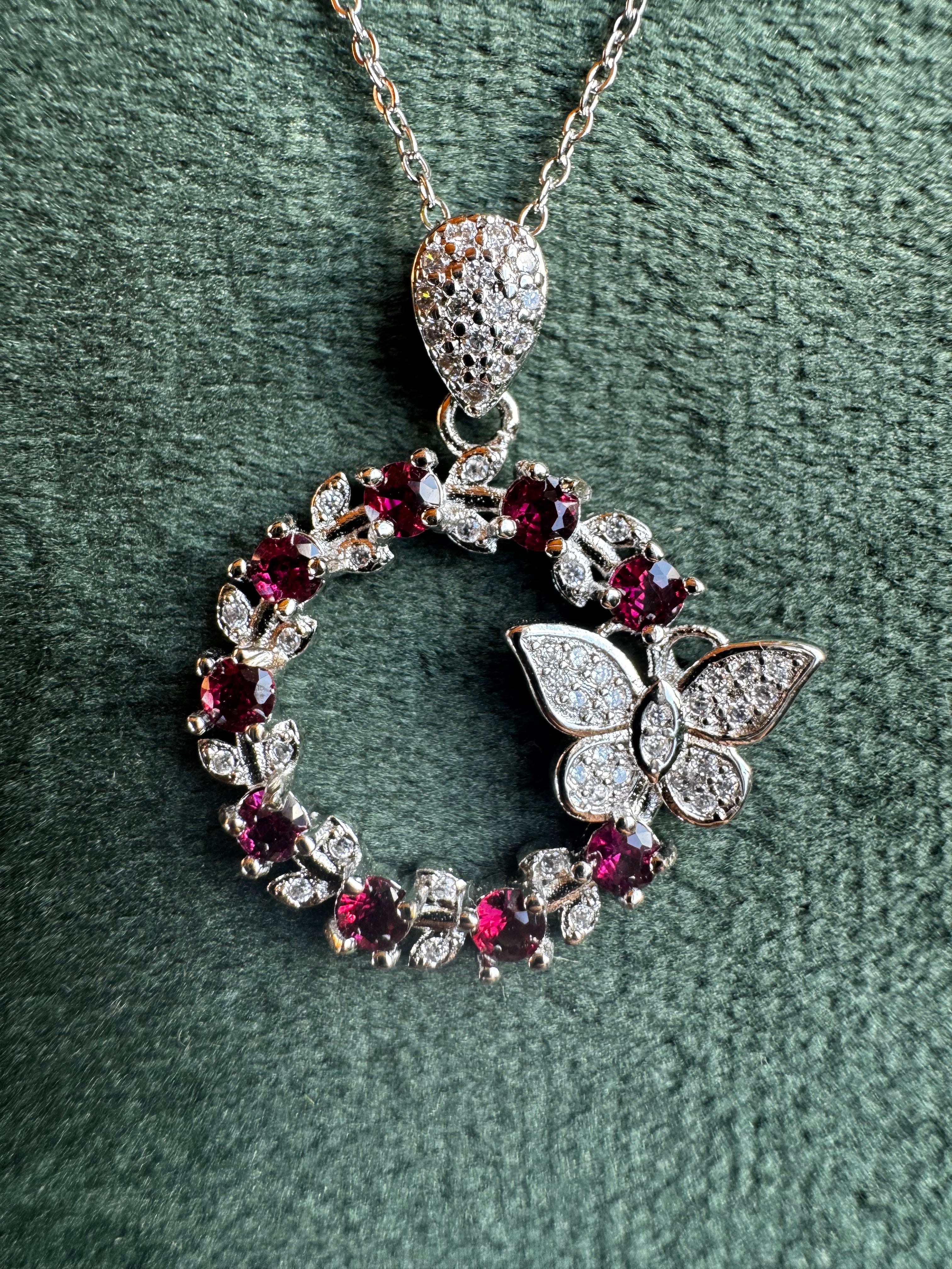 Peridot or Garnet Butterfly Wreath