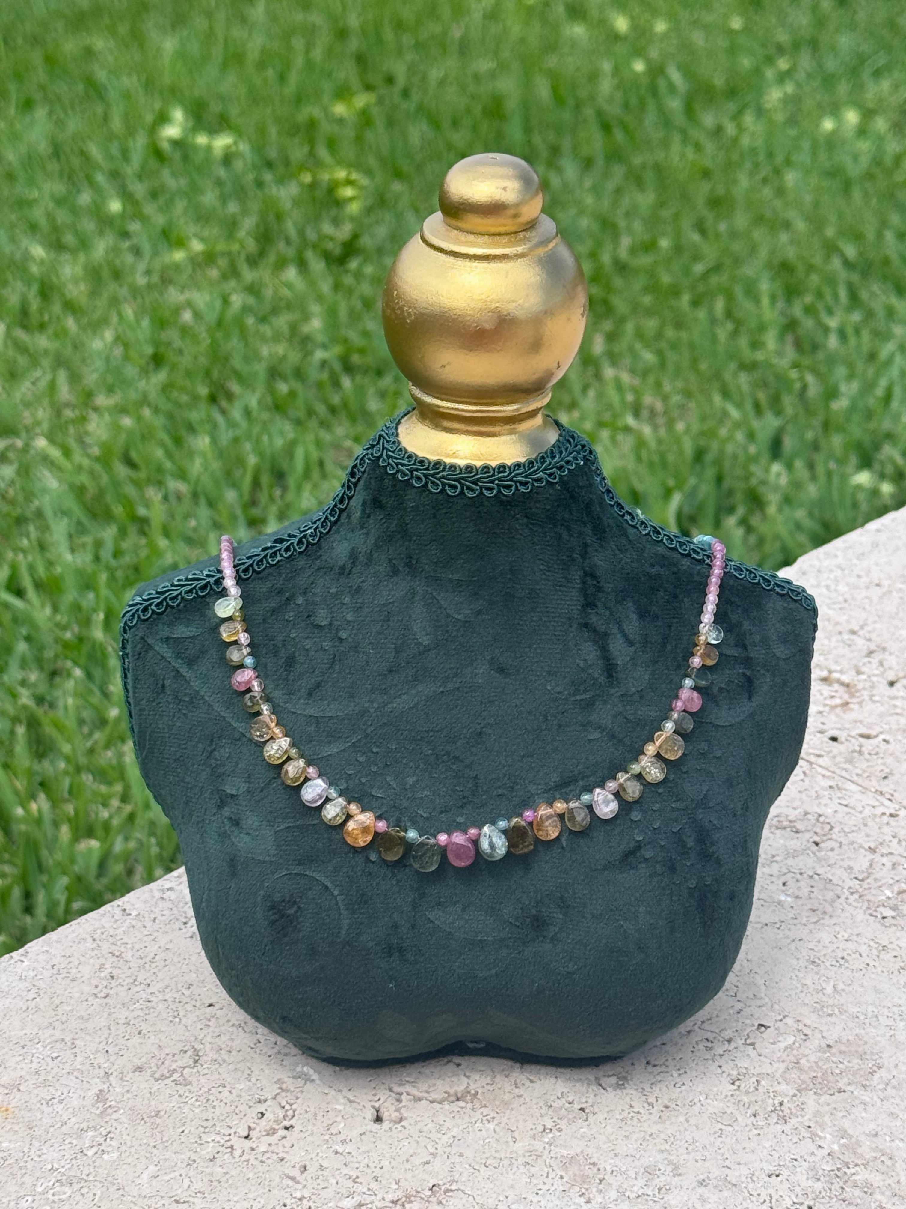 Watermelon Tourmaline droplet Necklace