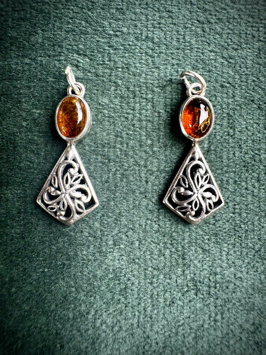 S925 Baltic Amber Filigree