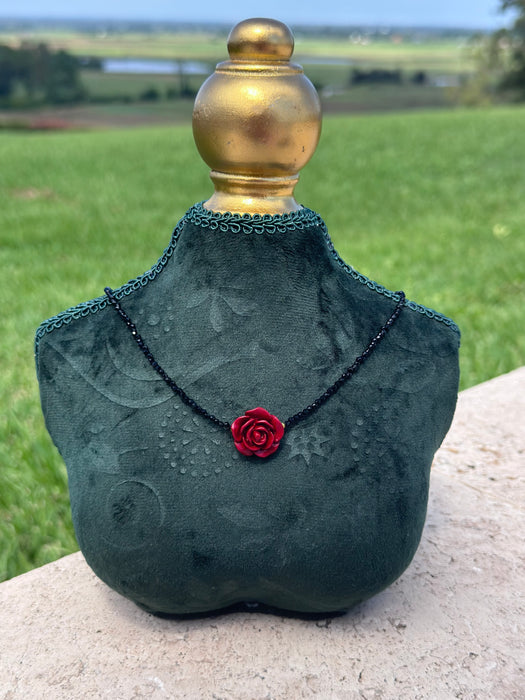 Onyx x Cinnabar Rose Necklace