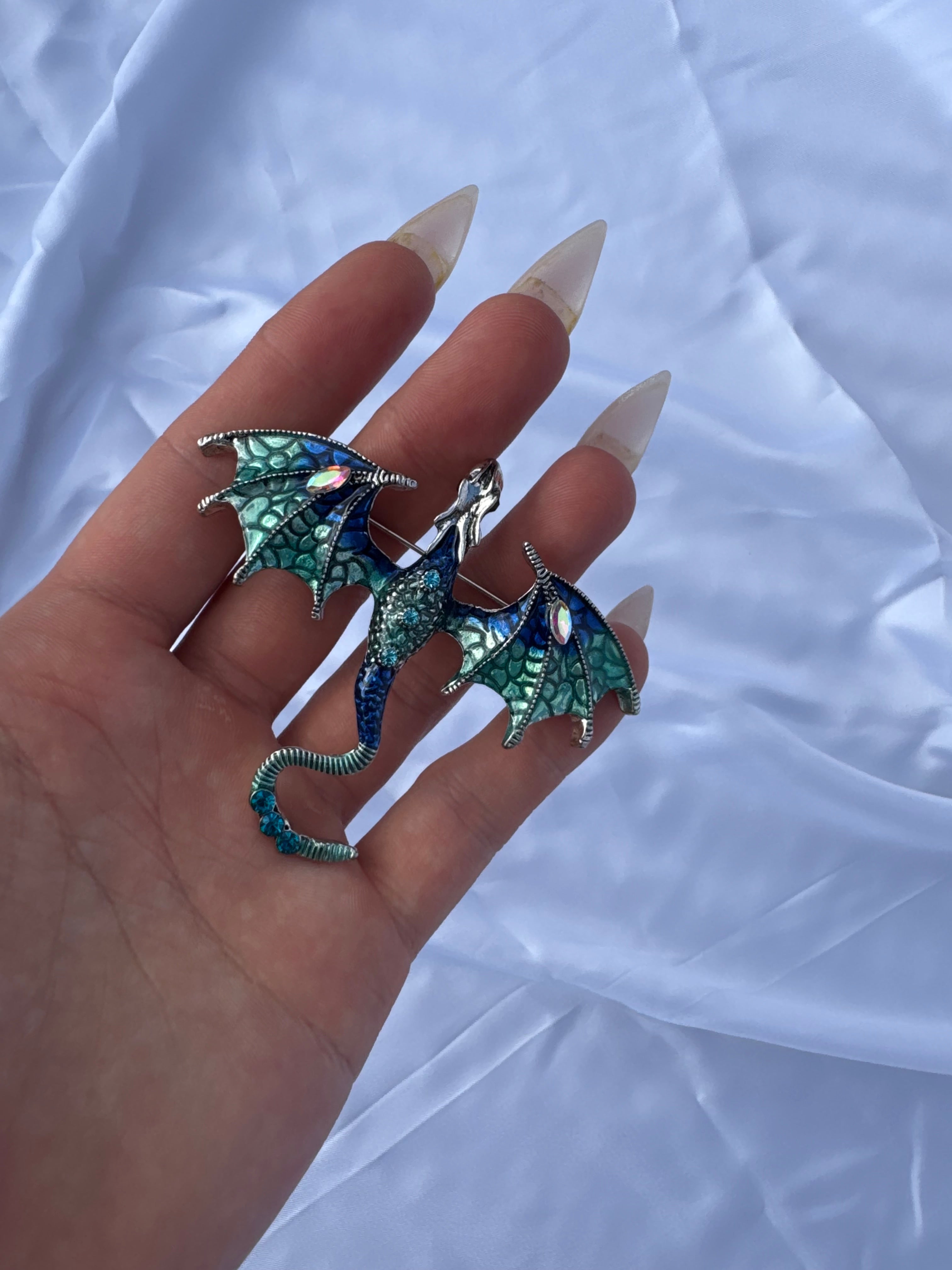 Celtic fantasy dragon enameled Broach