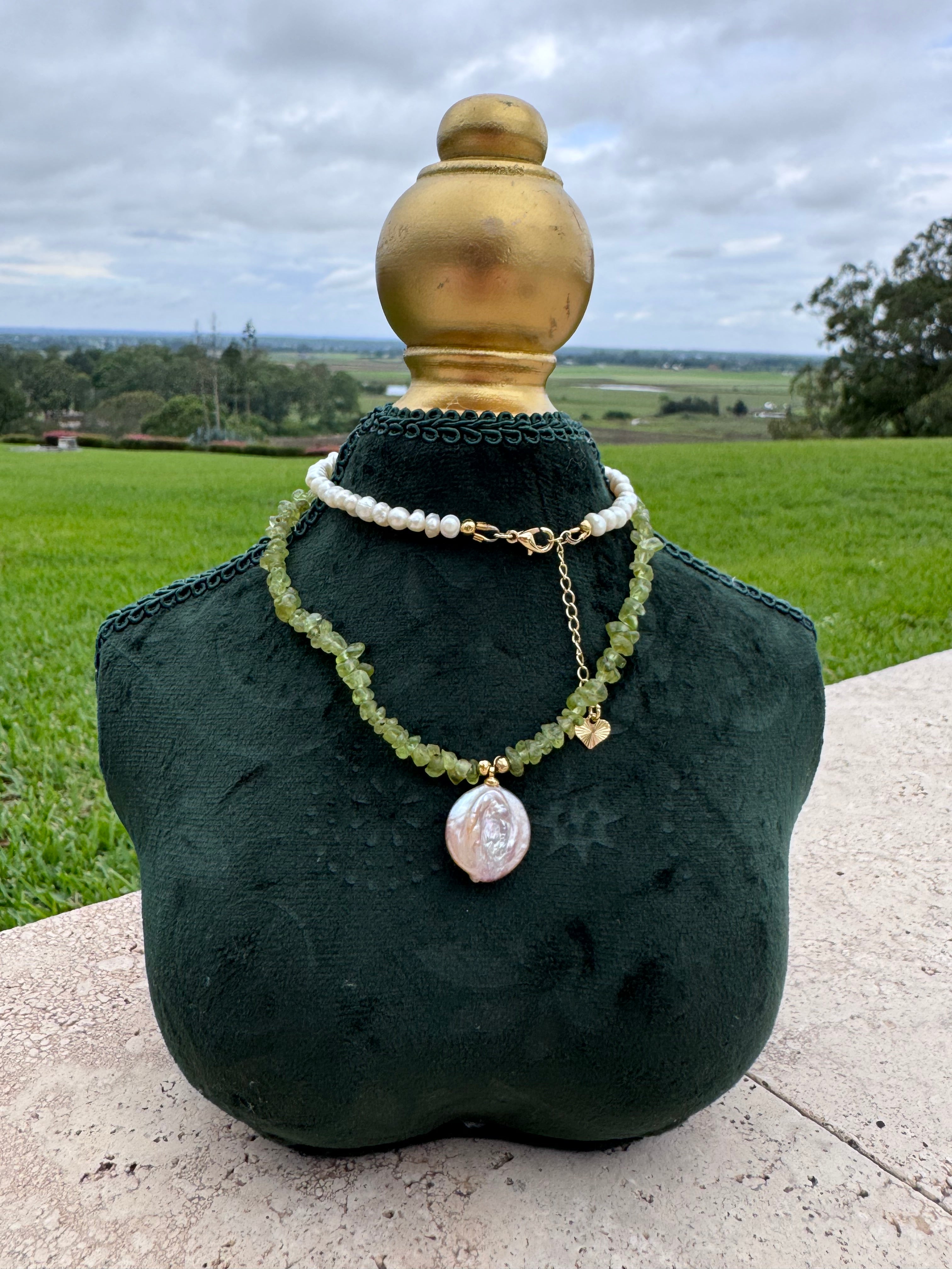 Peridot & Pearl Mermaid necklace
