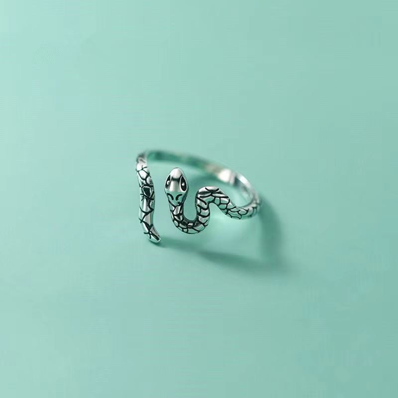 silver twisted snake ring