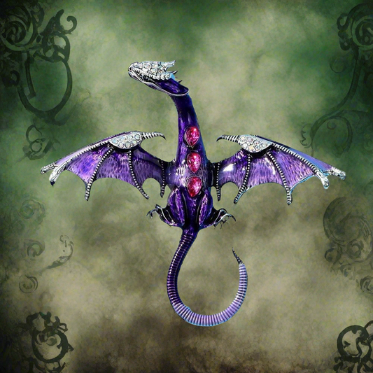 Celtic fantasy dragon enameled Brooch