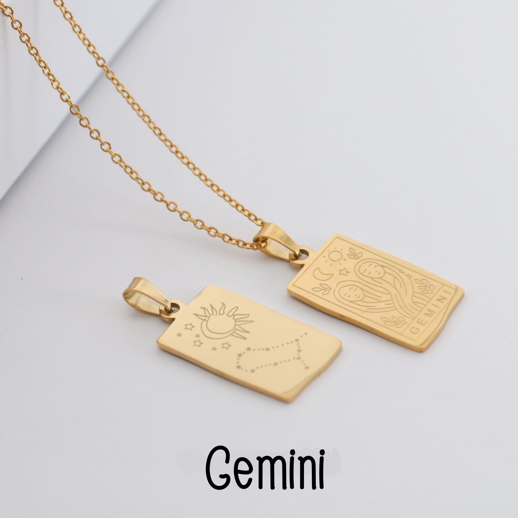 gold plated titanium steel necklace with zodiac pendant