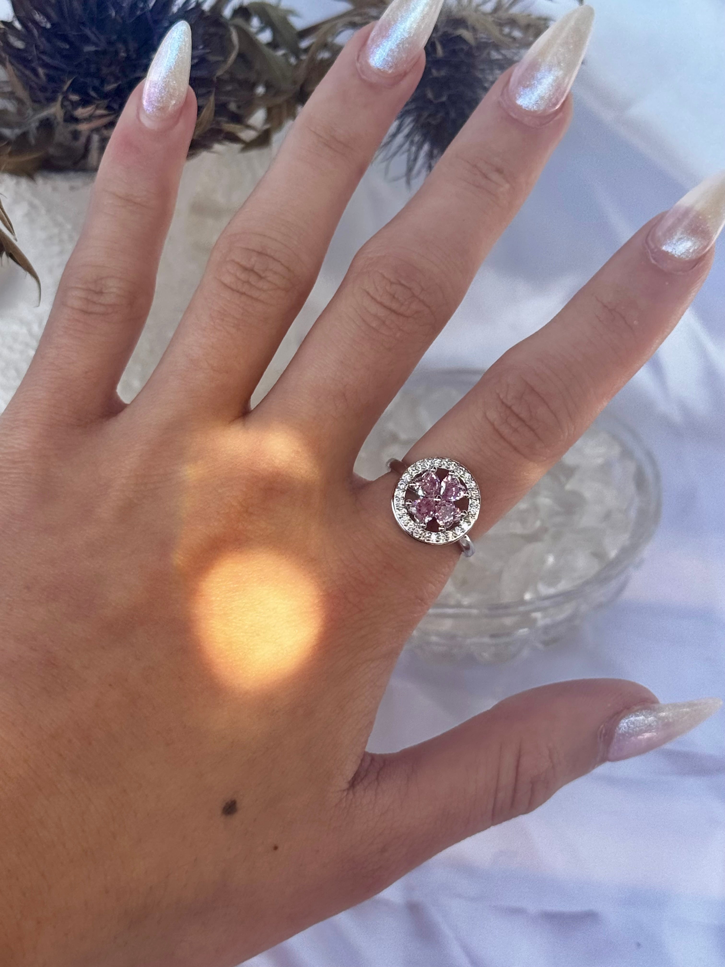 Pink 4 Leaf Clover Fidget Ring