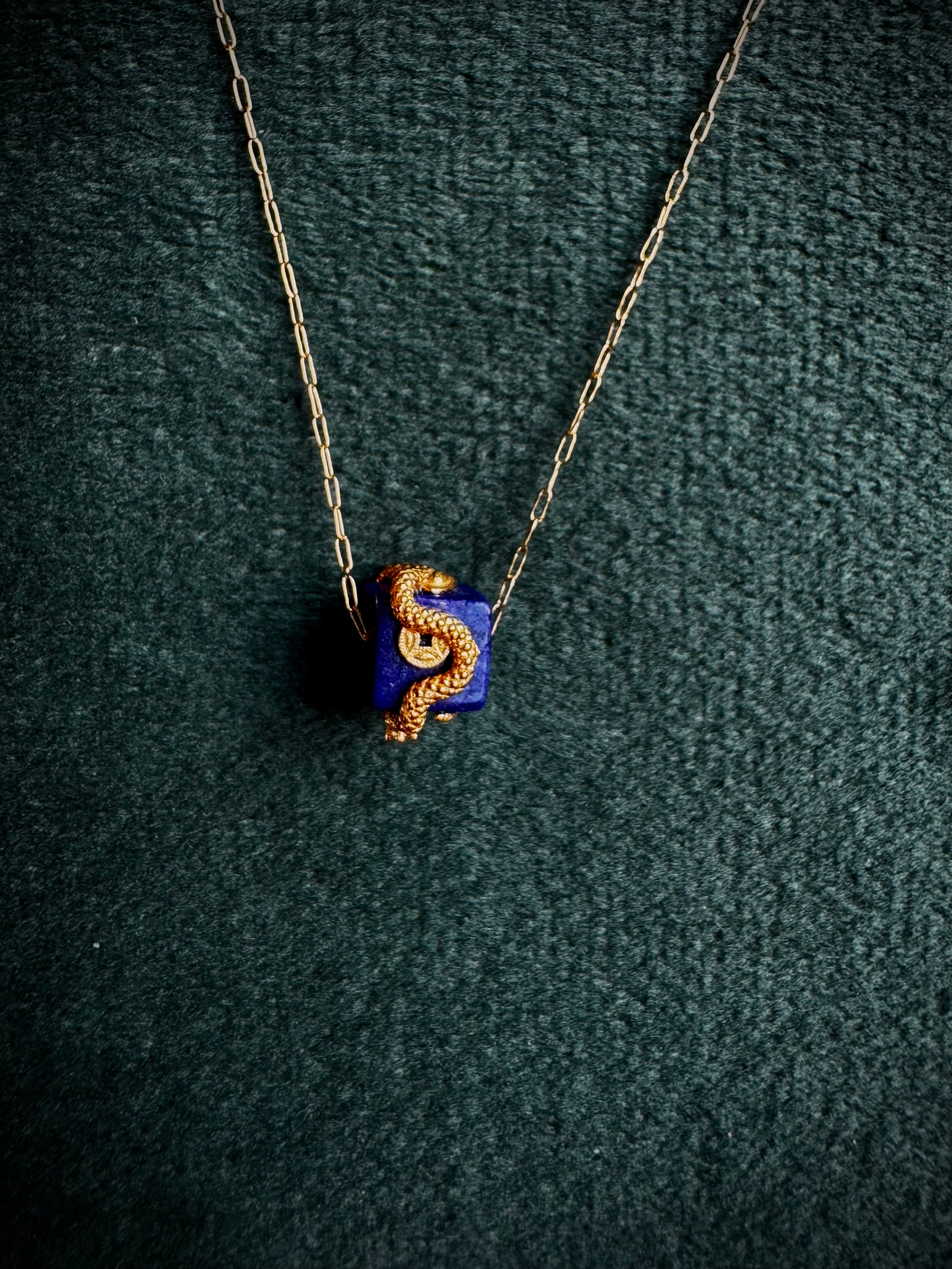 Gold Snake Wrapped Lapis Lazuli S925