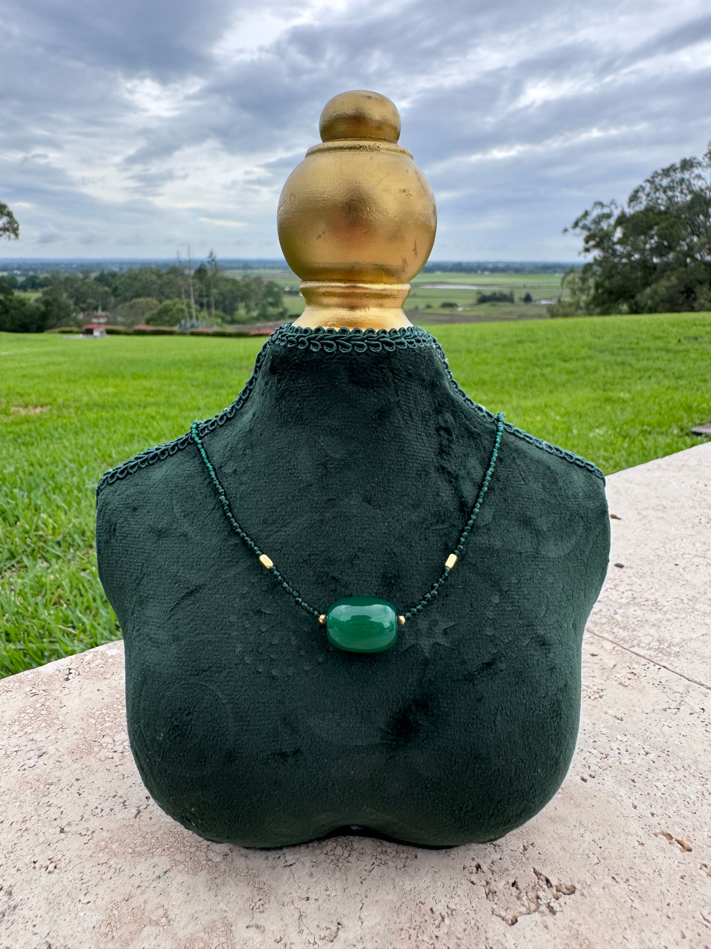 Green Goldstone and Aventurine Necklace