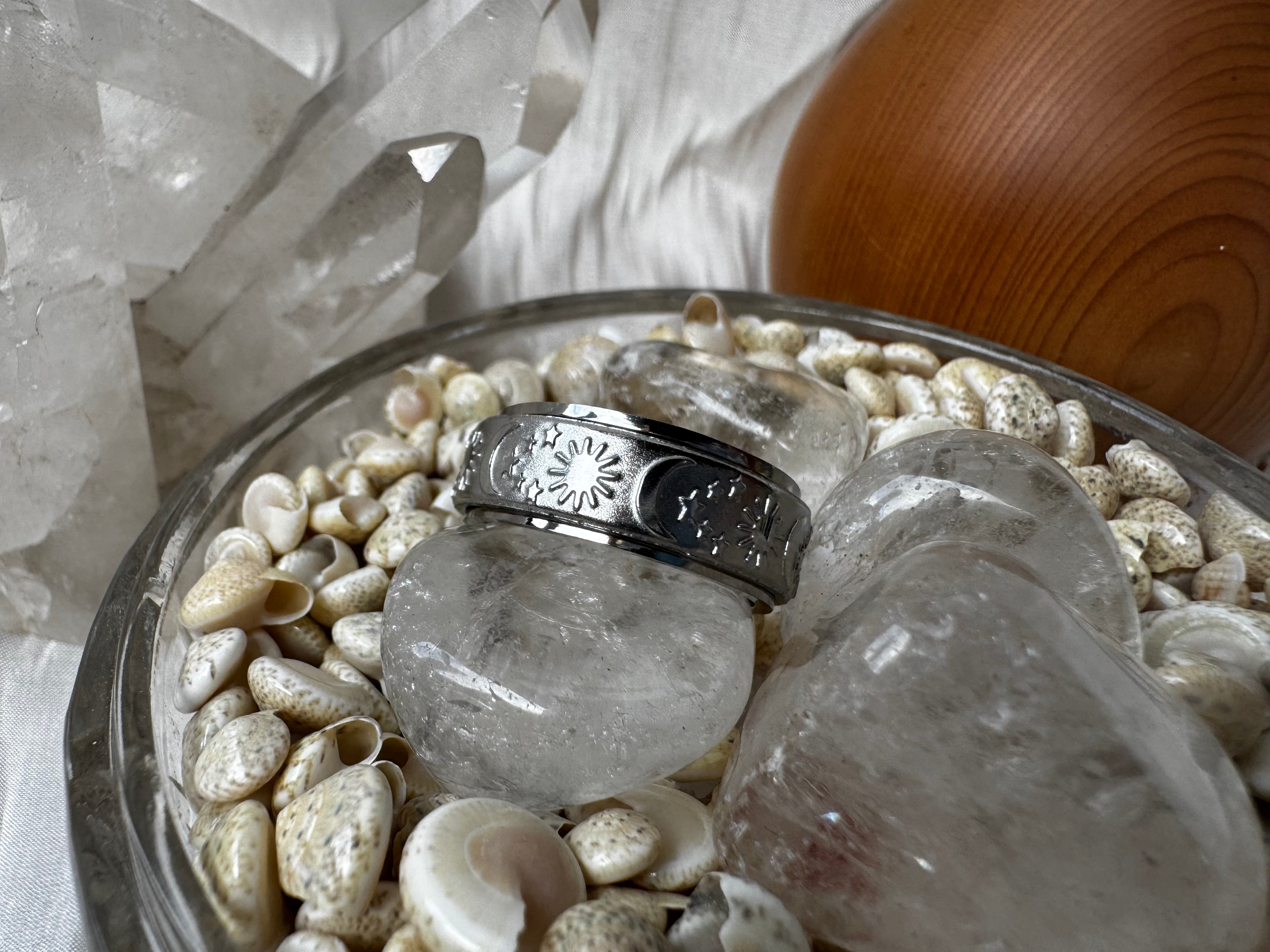 Star Moon Sun Fidget Ring - Gold Silver