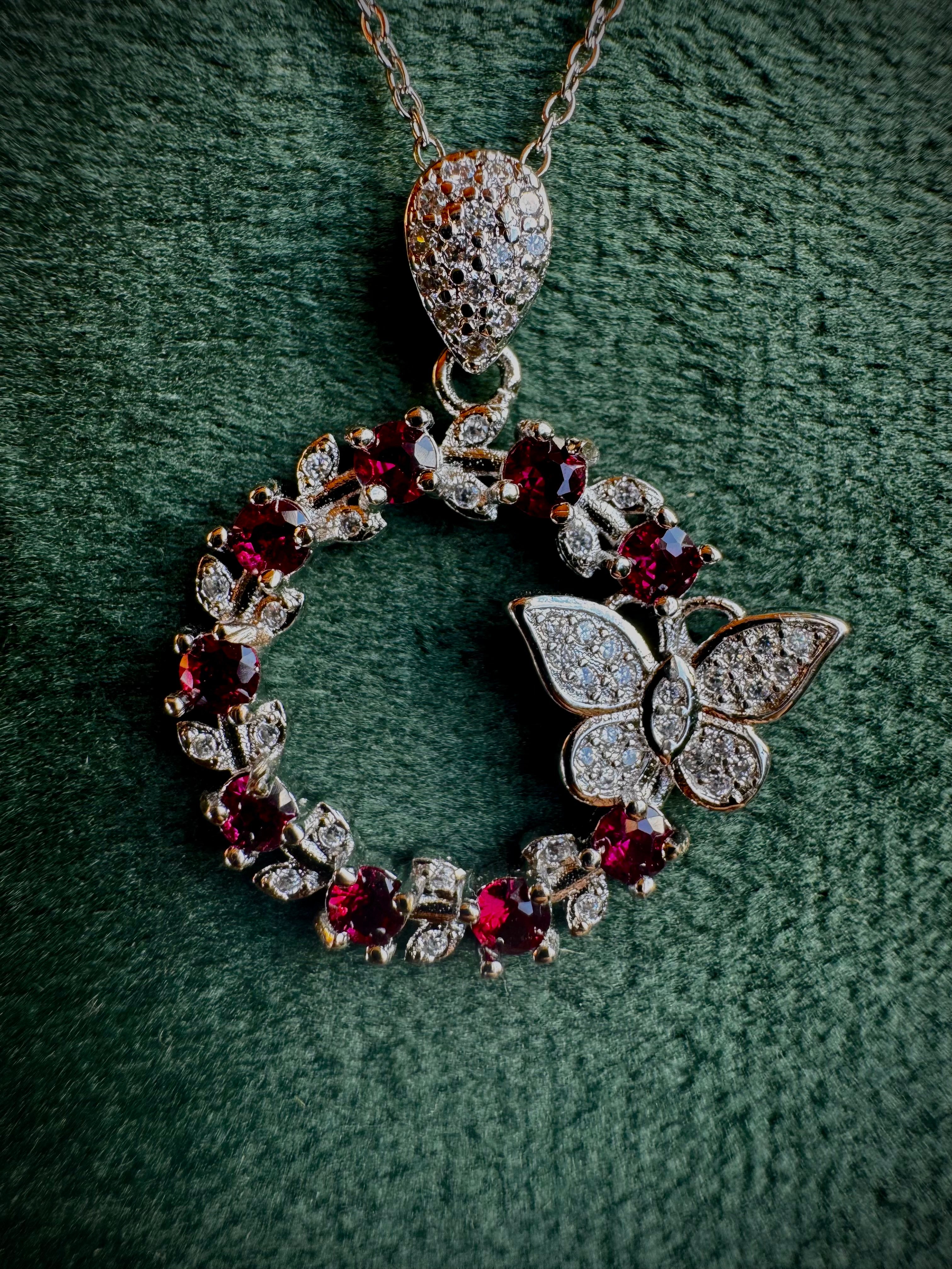 Peridot or Garnet Butterfly Wreath