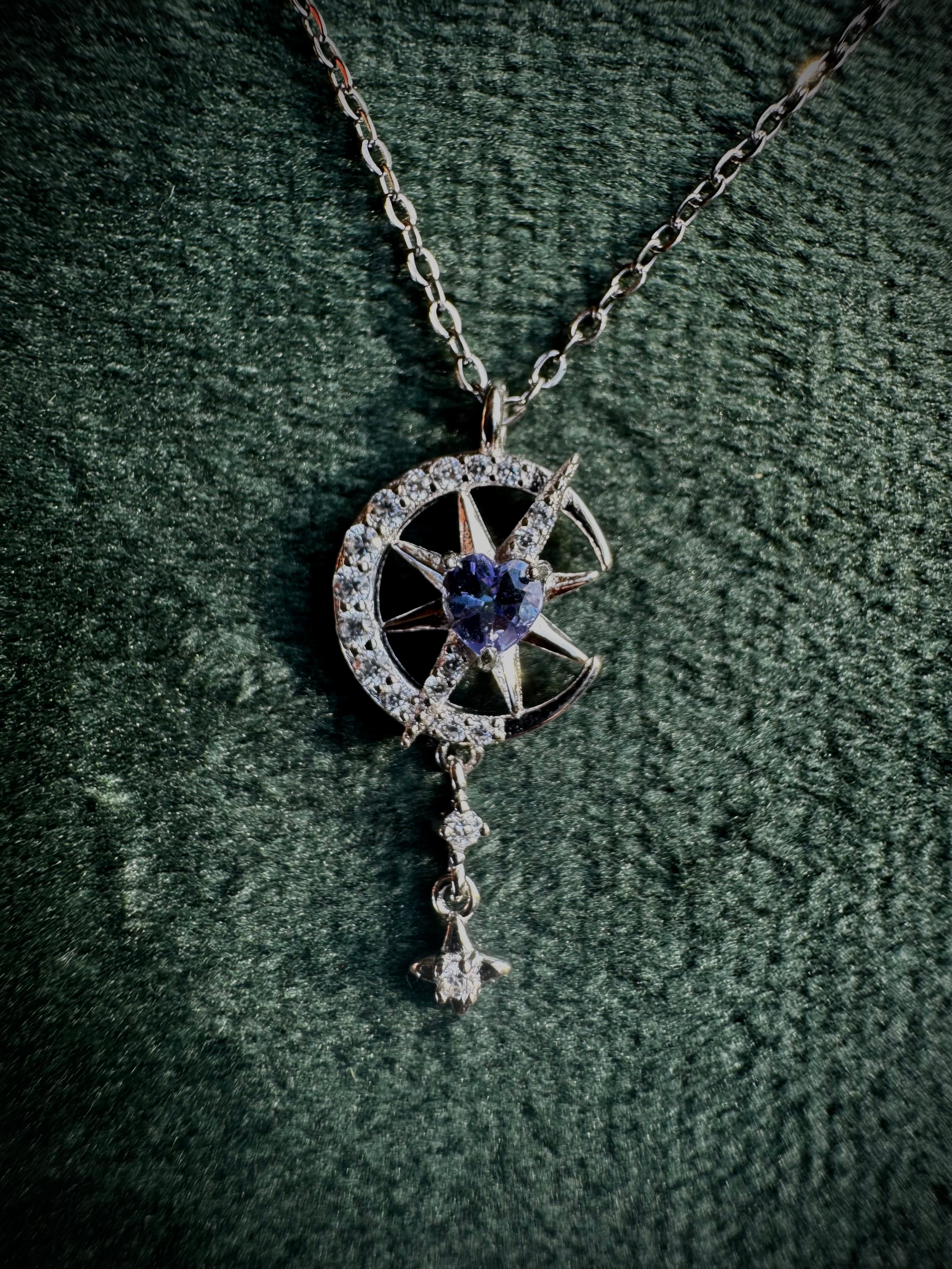 Tanzanite Moon and Star Necklace S925
