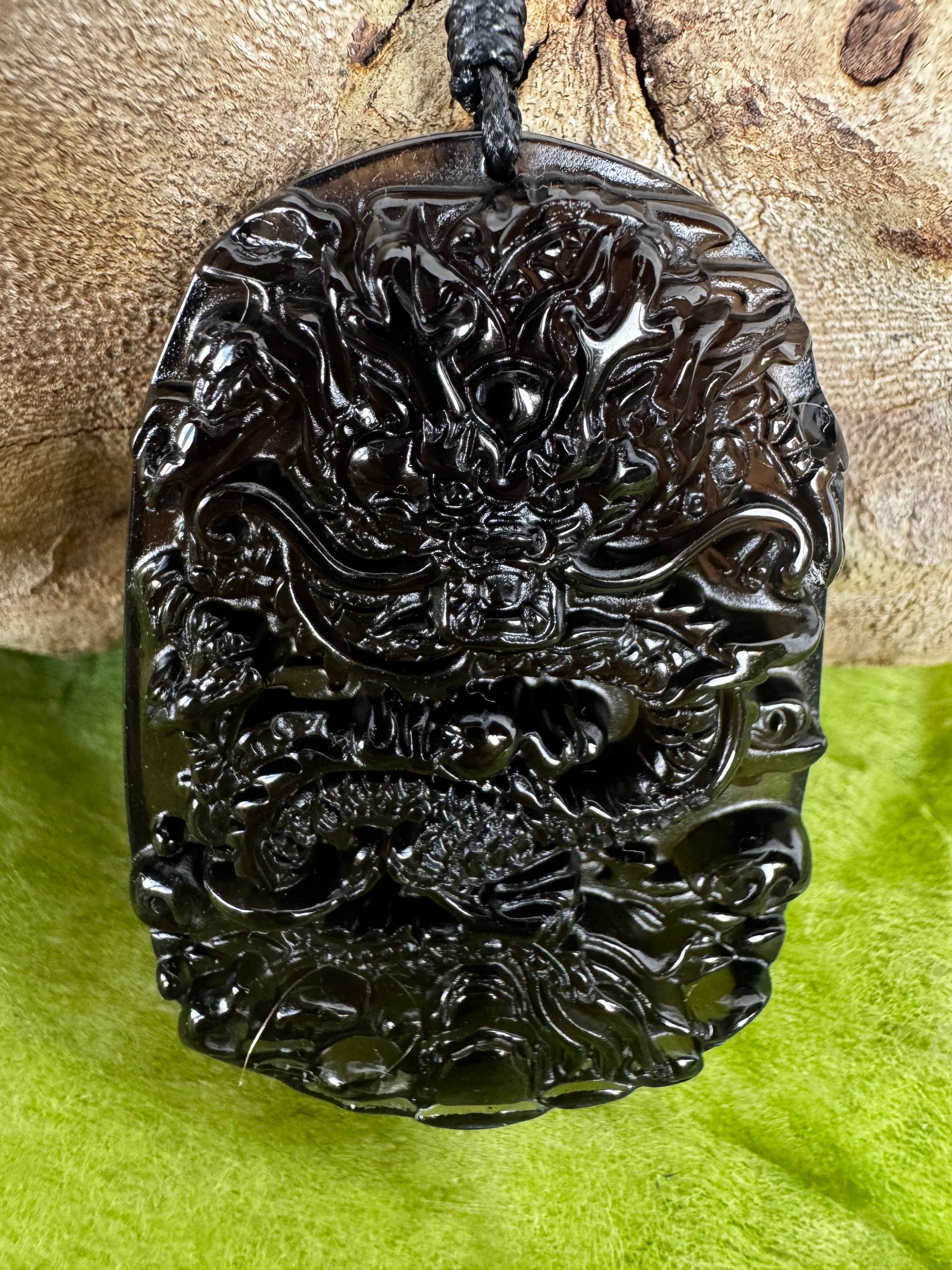 Obsidian Dragon Pendants