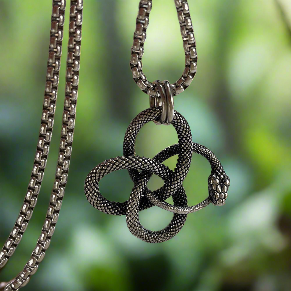 Celtic eternity knot circle snake Necklace