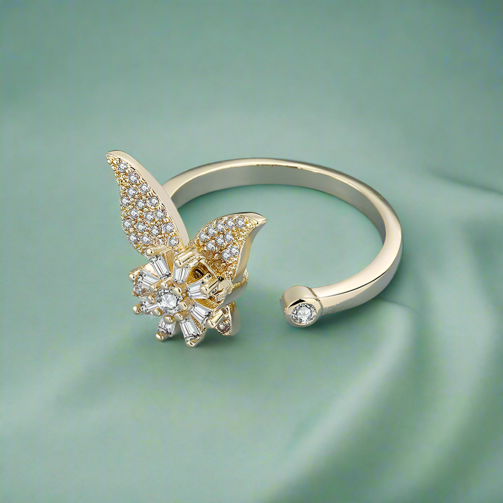 Gold Butterfly Fidget ring